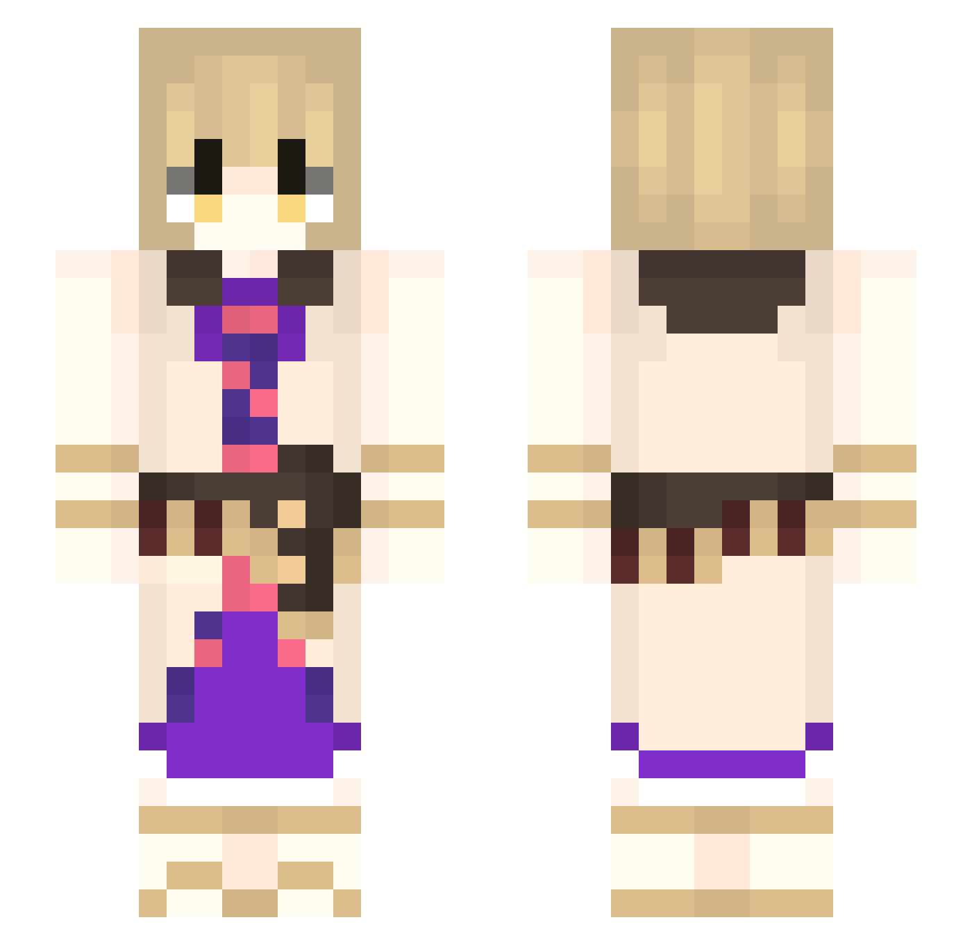 Animake Minecraft skin, front and back view