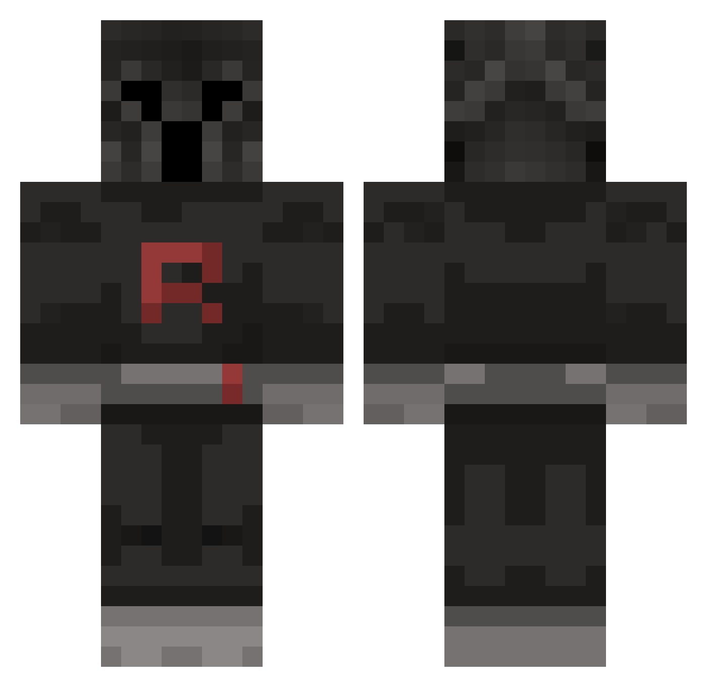 PxBv Minecraft skin, front and back view