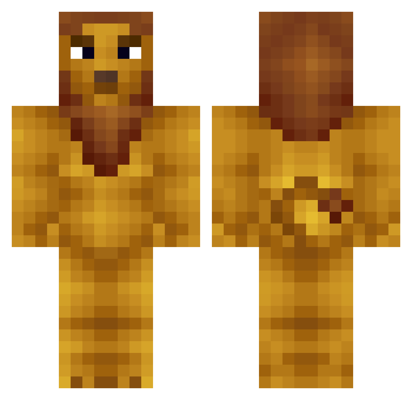 Jeanmouloude Minecraft skin, front and back view