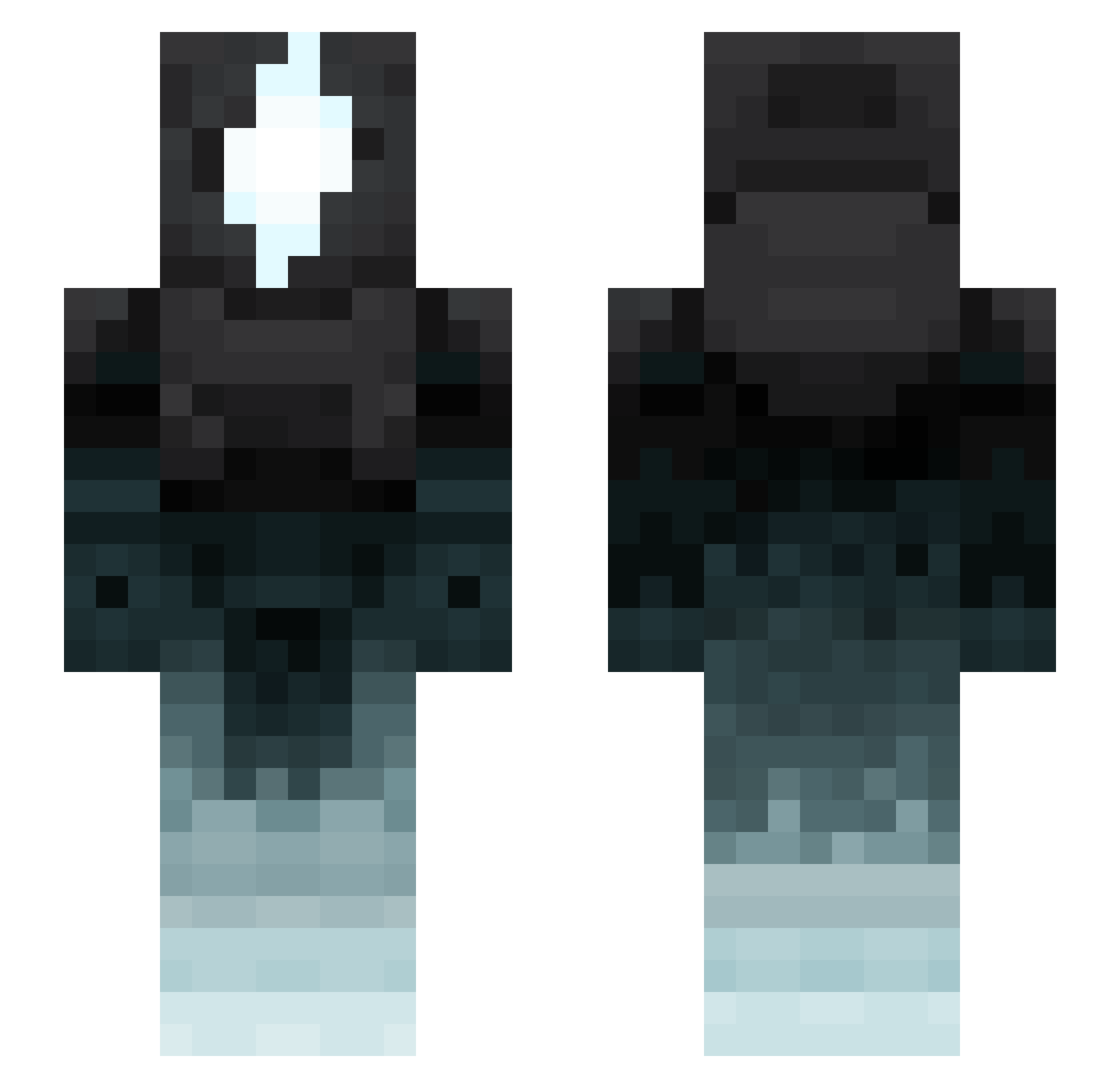SaintVII Minecraft skin, front and back view