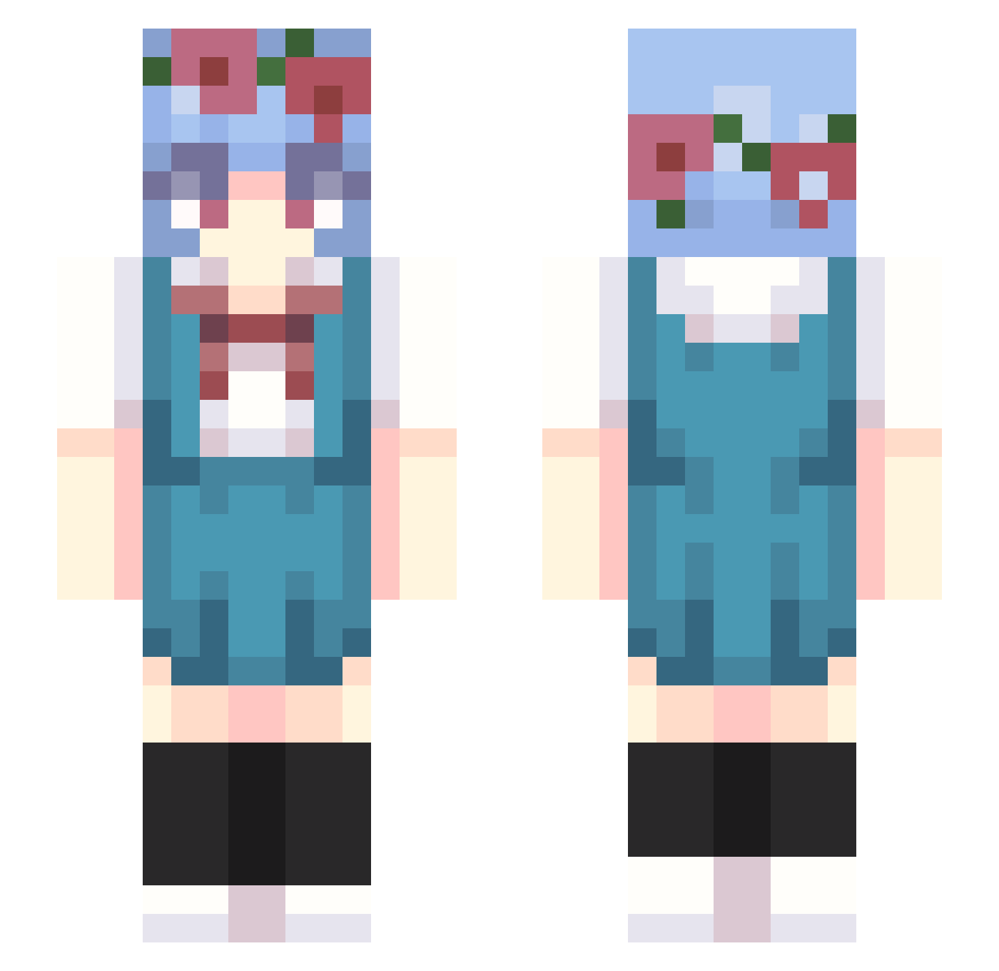 Neanzi Minecraft skin, front and back view