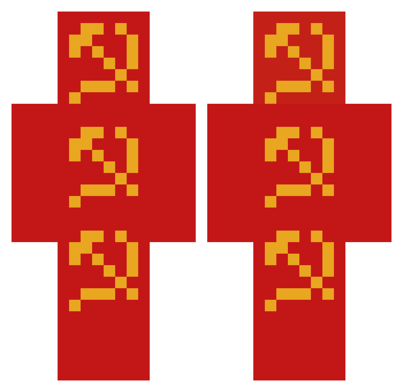 DEGAGETEXTOR Minecraft skin, front and back view
