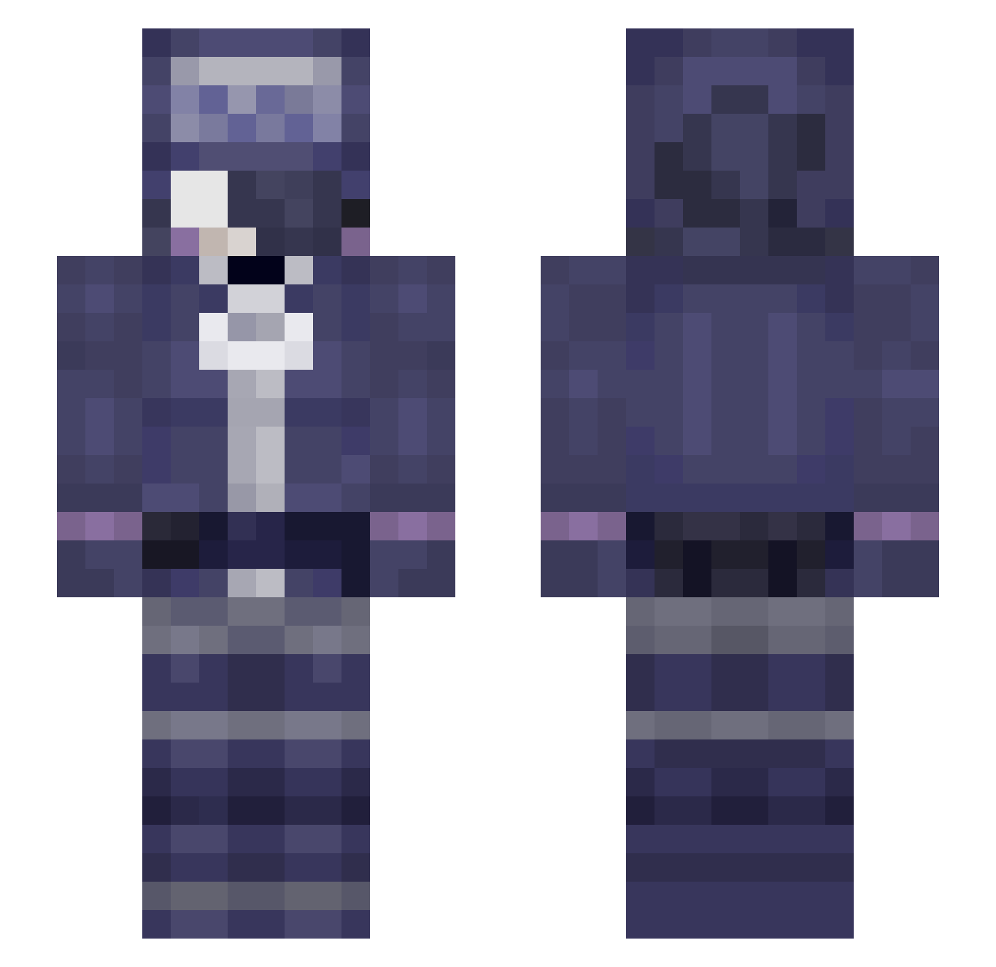 RestlessDIRK Minecraft skin, front and back view