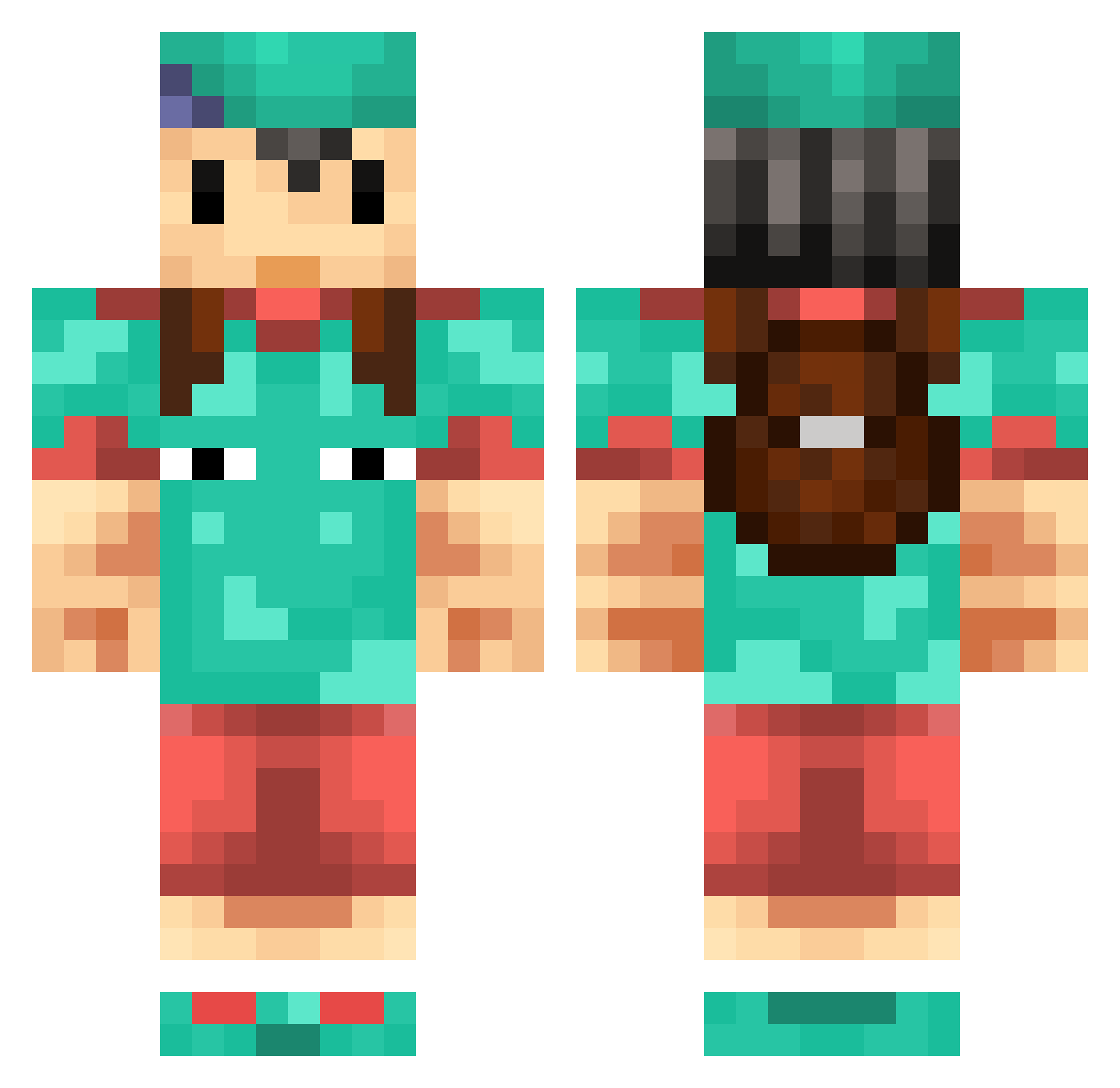 bepiess Minecraft skin, front and back view