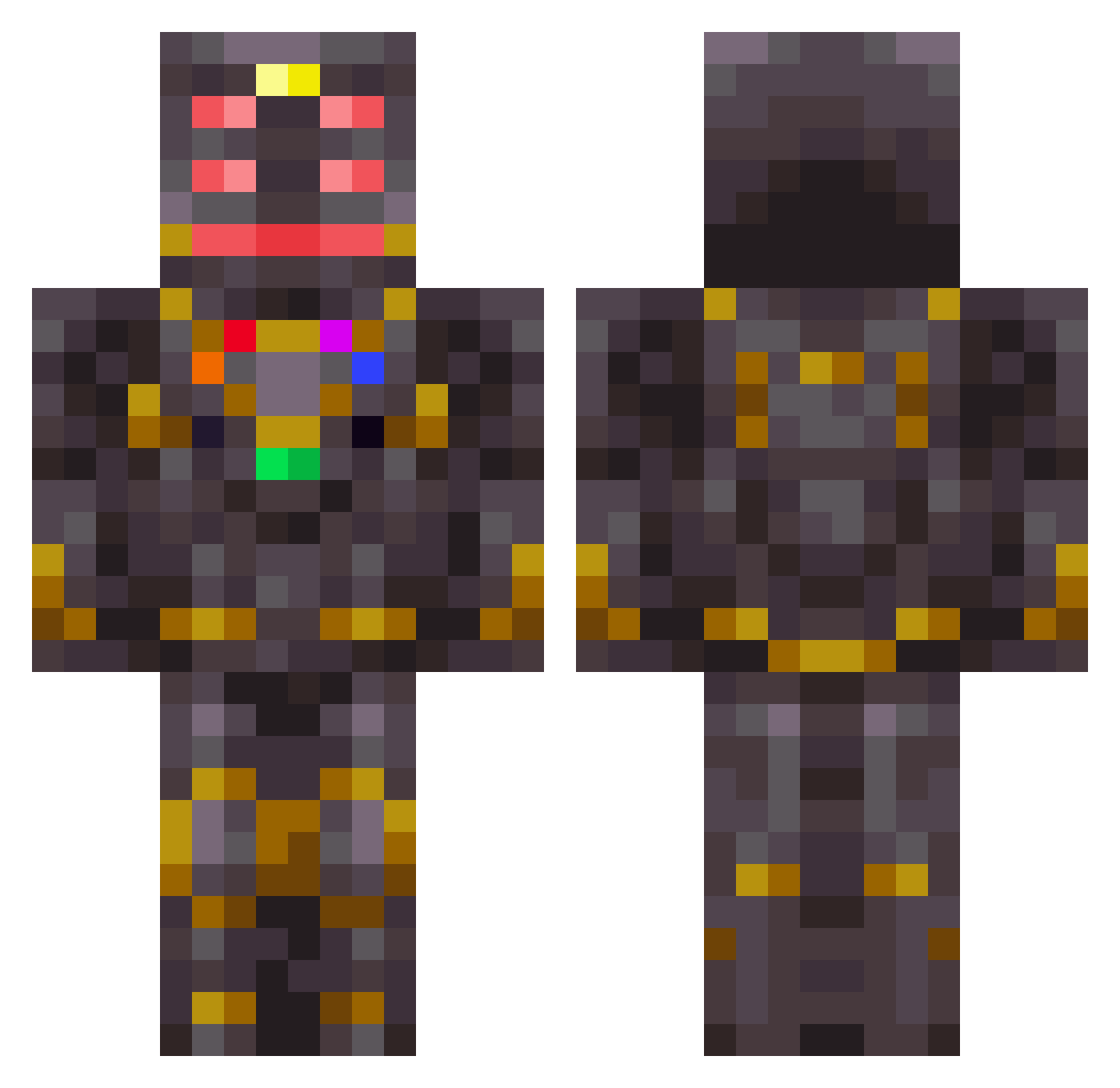 Umdalf Minecraft skin, front and back view