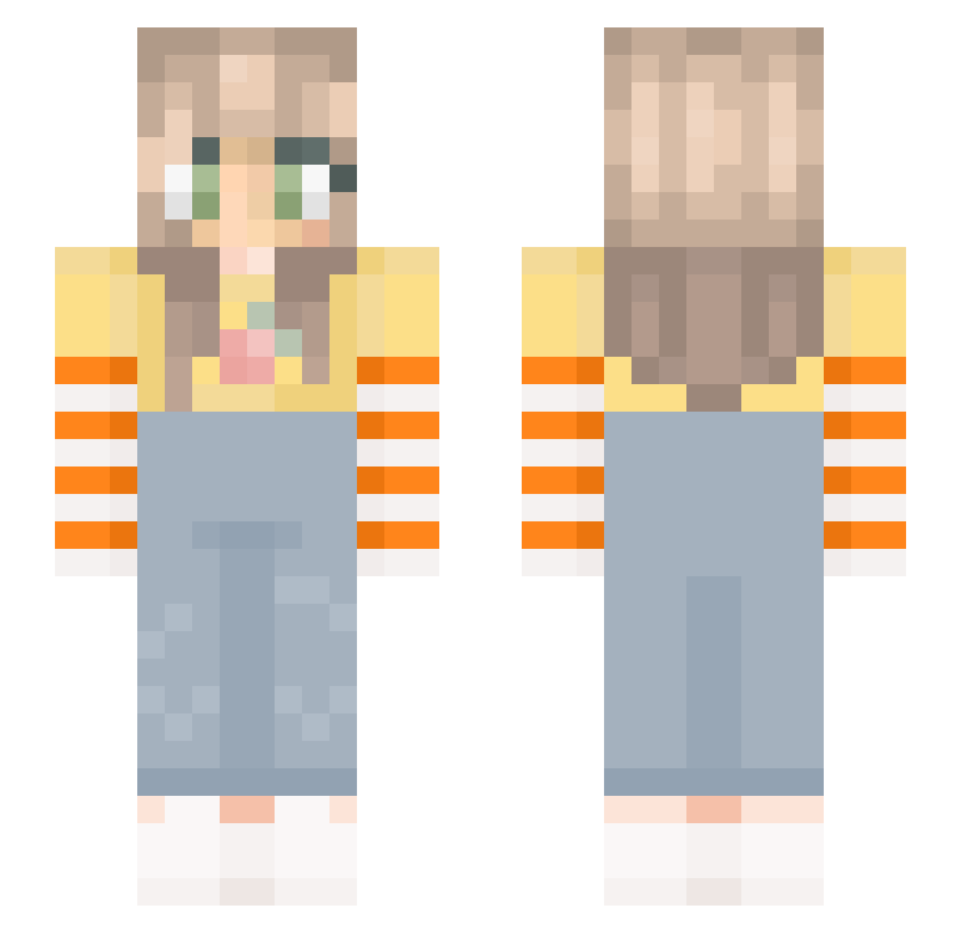 PinkPiglet7613 Minecraft skin, front and back view