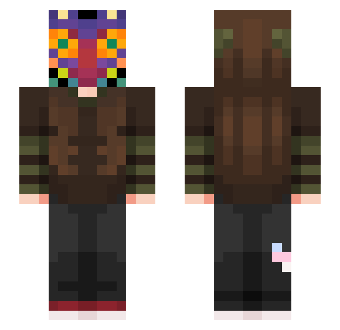 IzPebblez Minecraft skin, front and back view