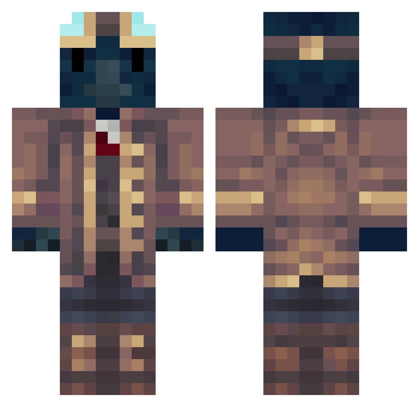 TheFancyAvian Minecraft skin, front and back view