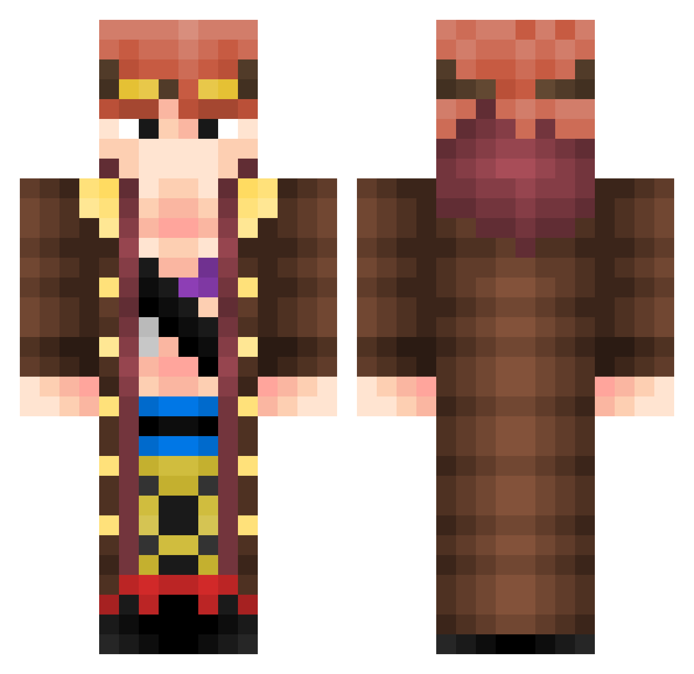 Lizarts Minecraft skin, front and back view