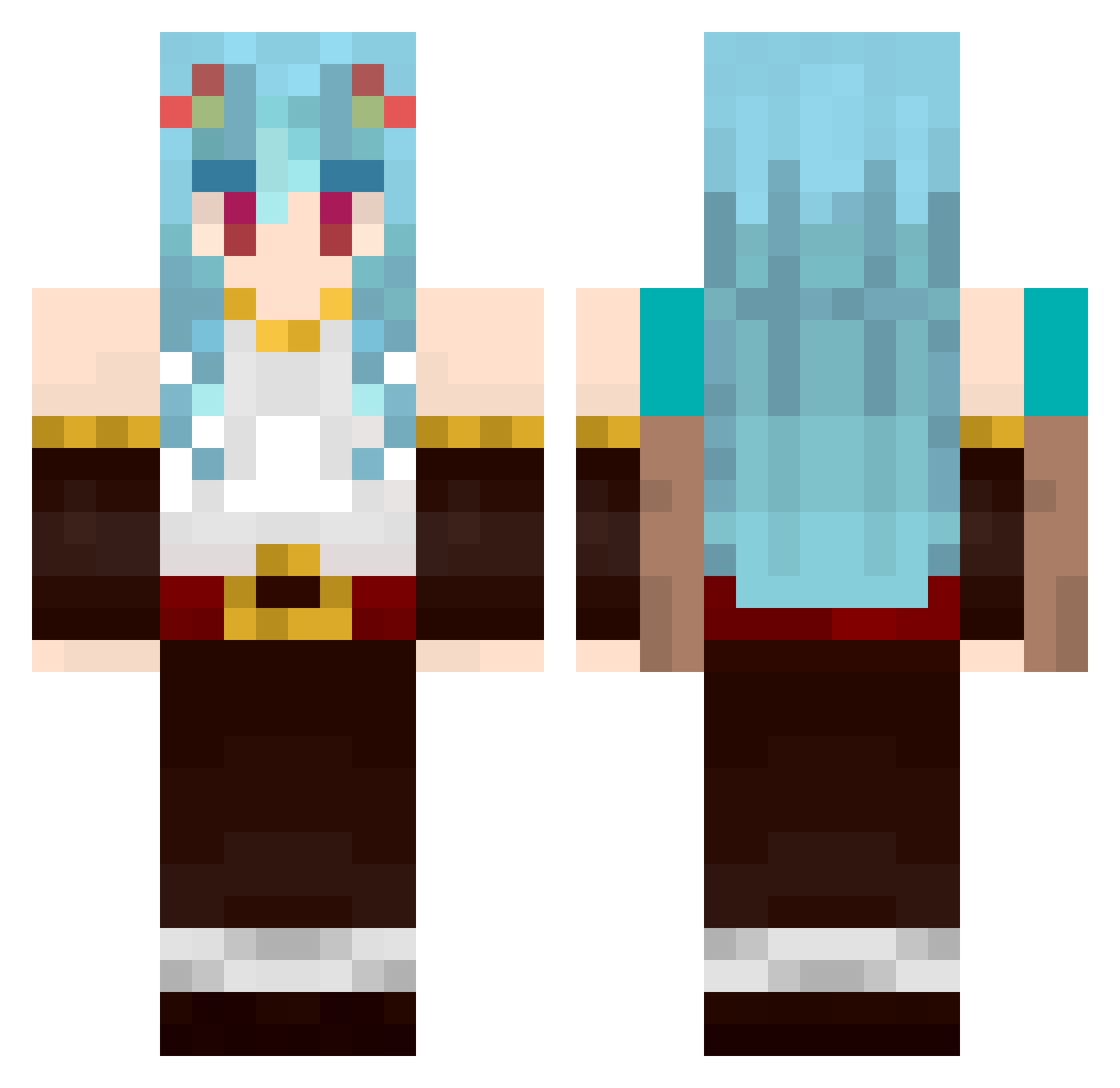LuciidMoon Minecraft skin, front and back view