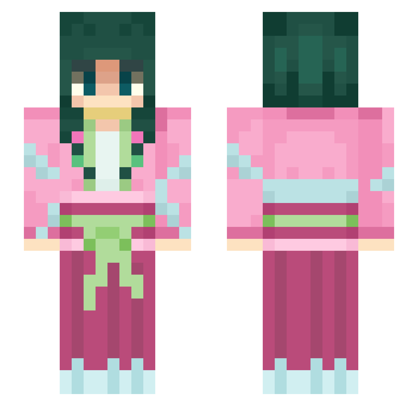mewmeowmel Minecraft skin, front and back view