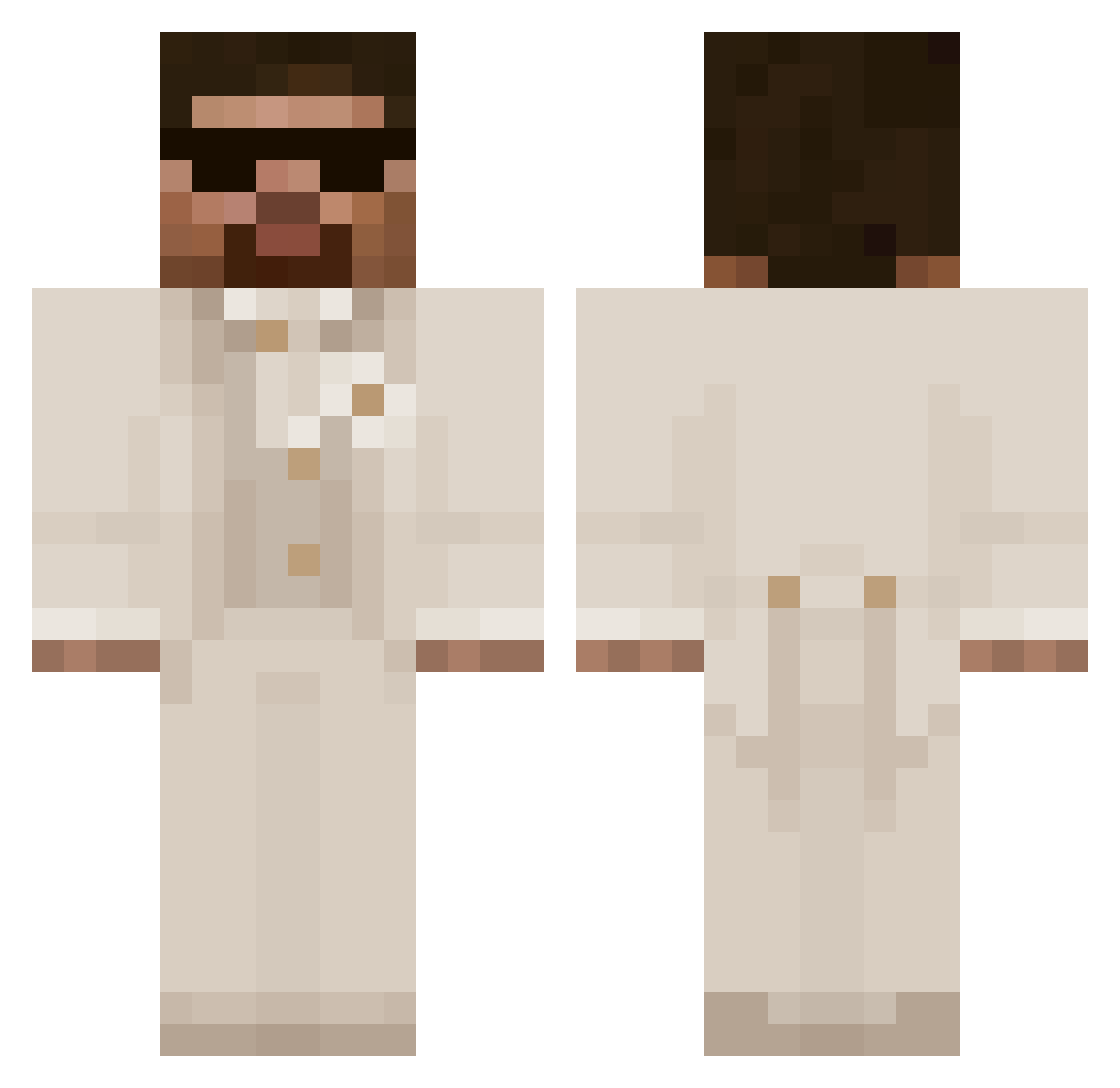 JPGleque Minecraft skin, front and back view