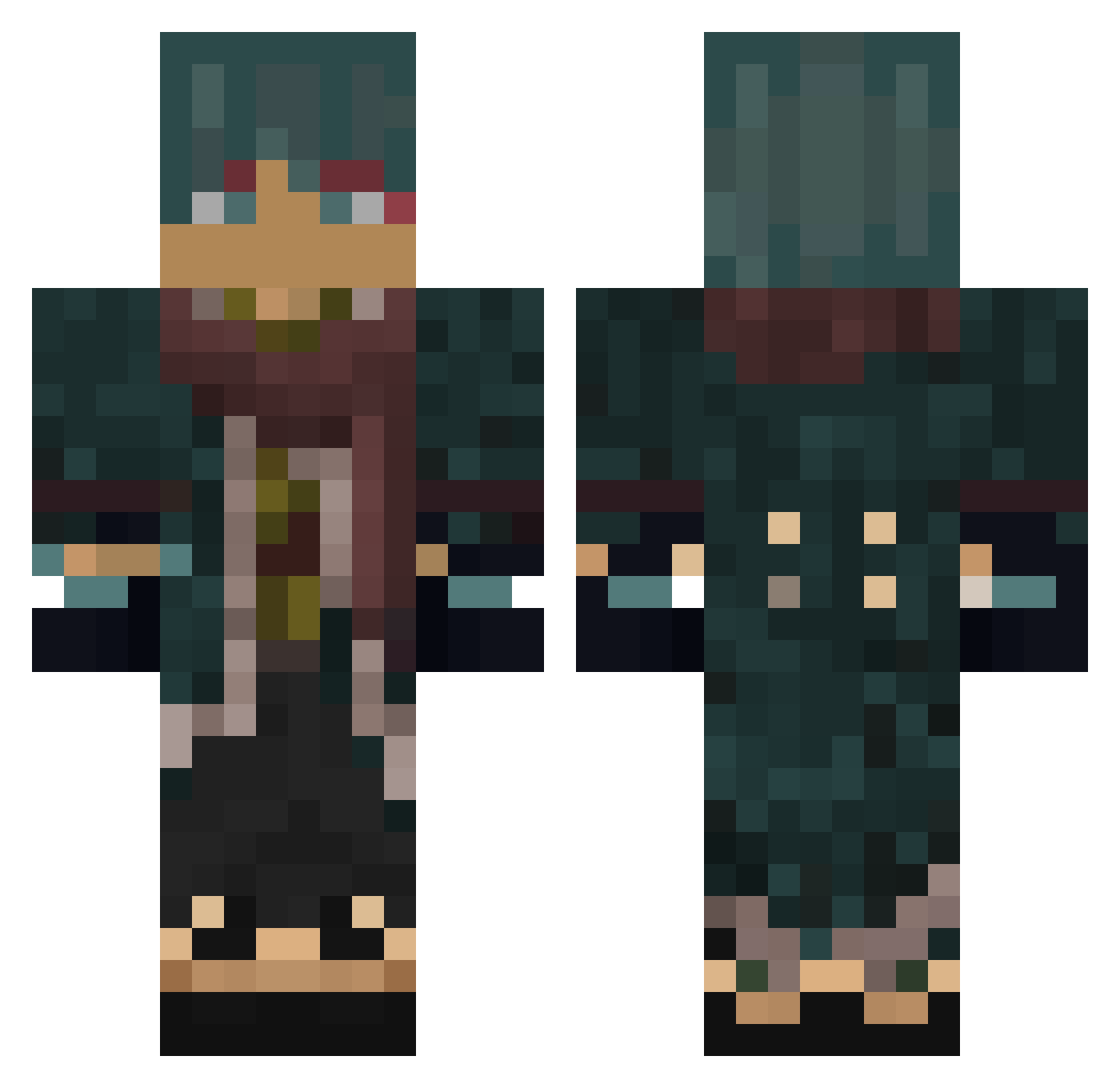 CyanicSett Minecraft skin, front and back view