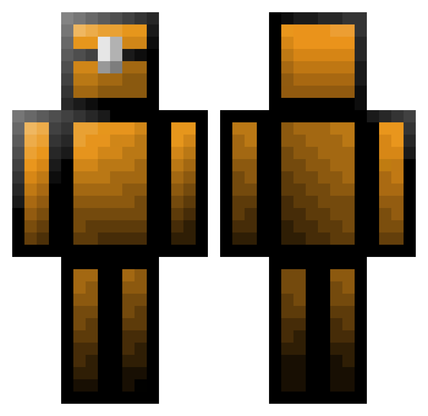 PlanetMuffins Minecraft skin, front and back view