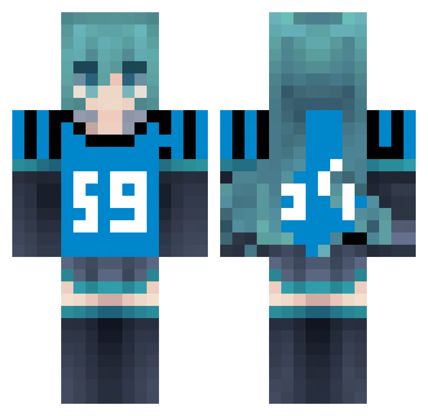 IK3A Minecraft skin, front and back view