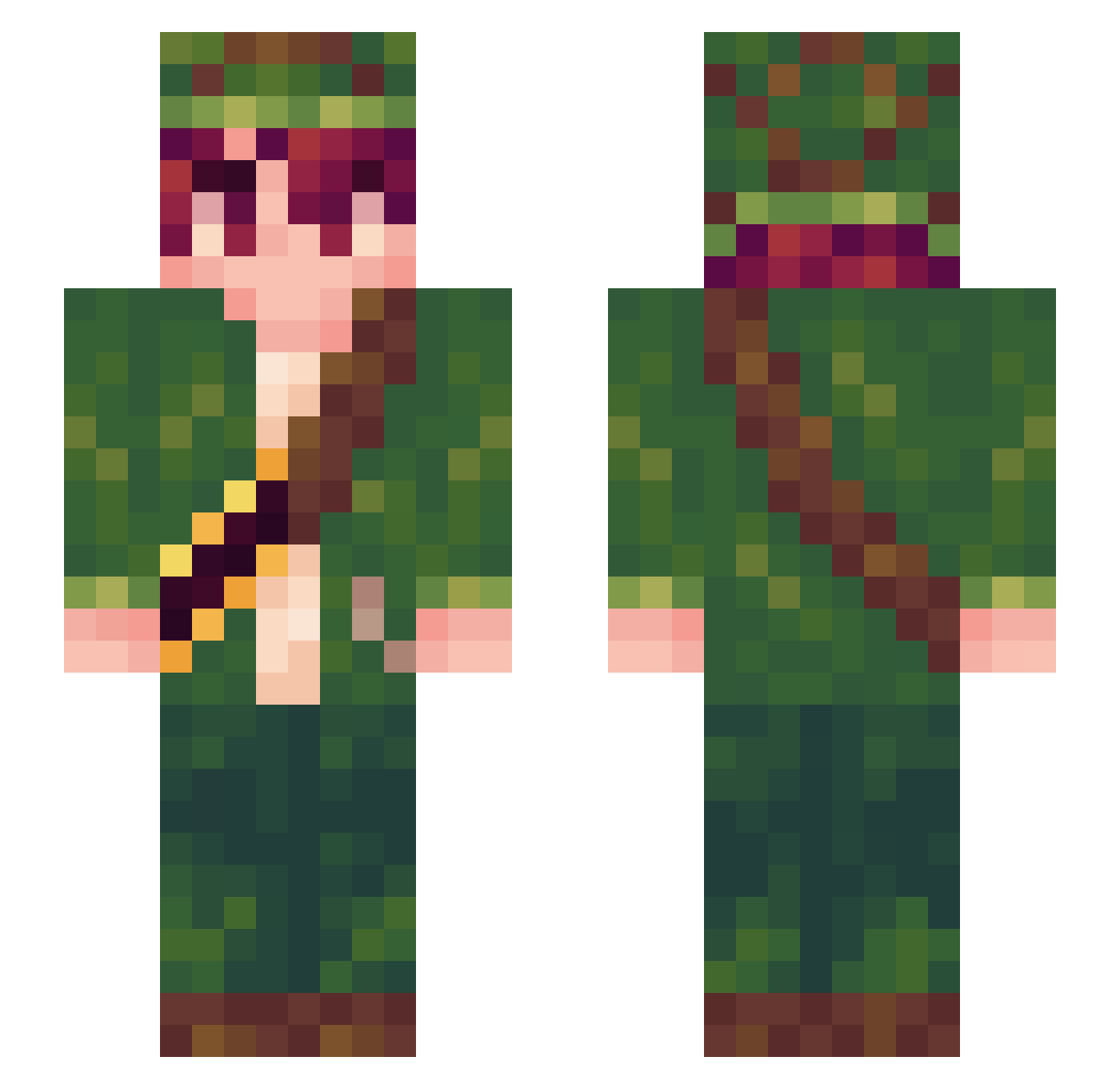 Jaffaflake Minecraft skin, front and back view