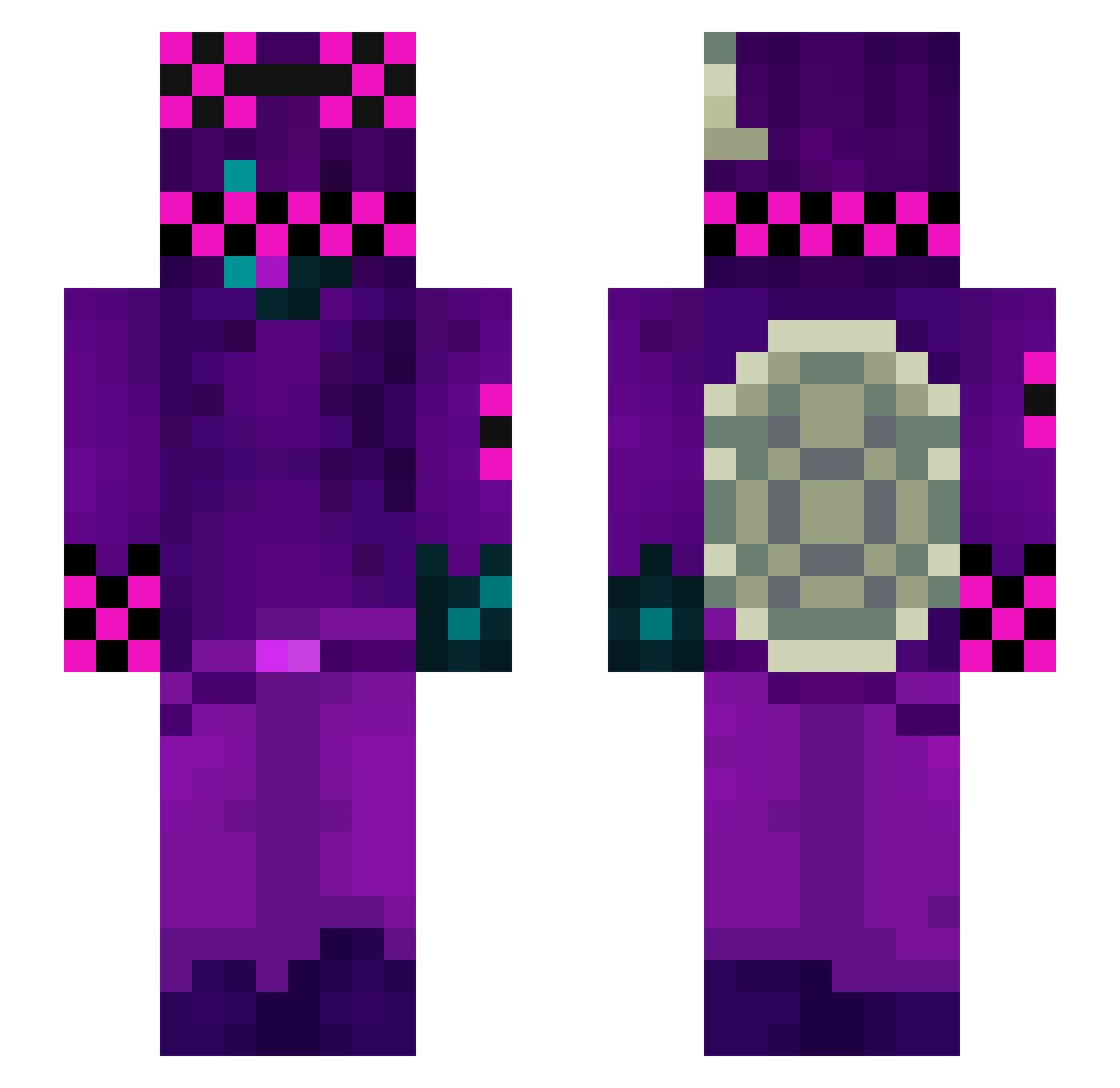 JunoLuv Minecraft skin, front and back view