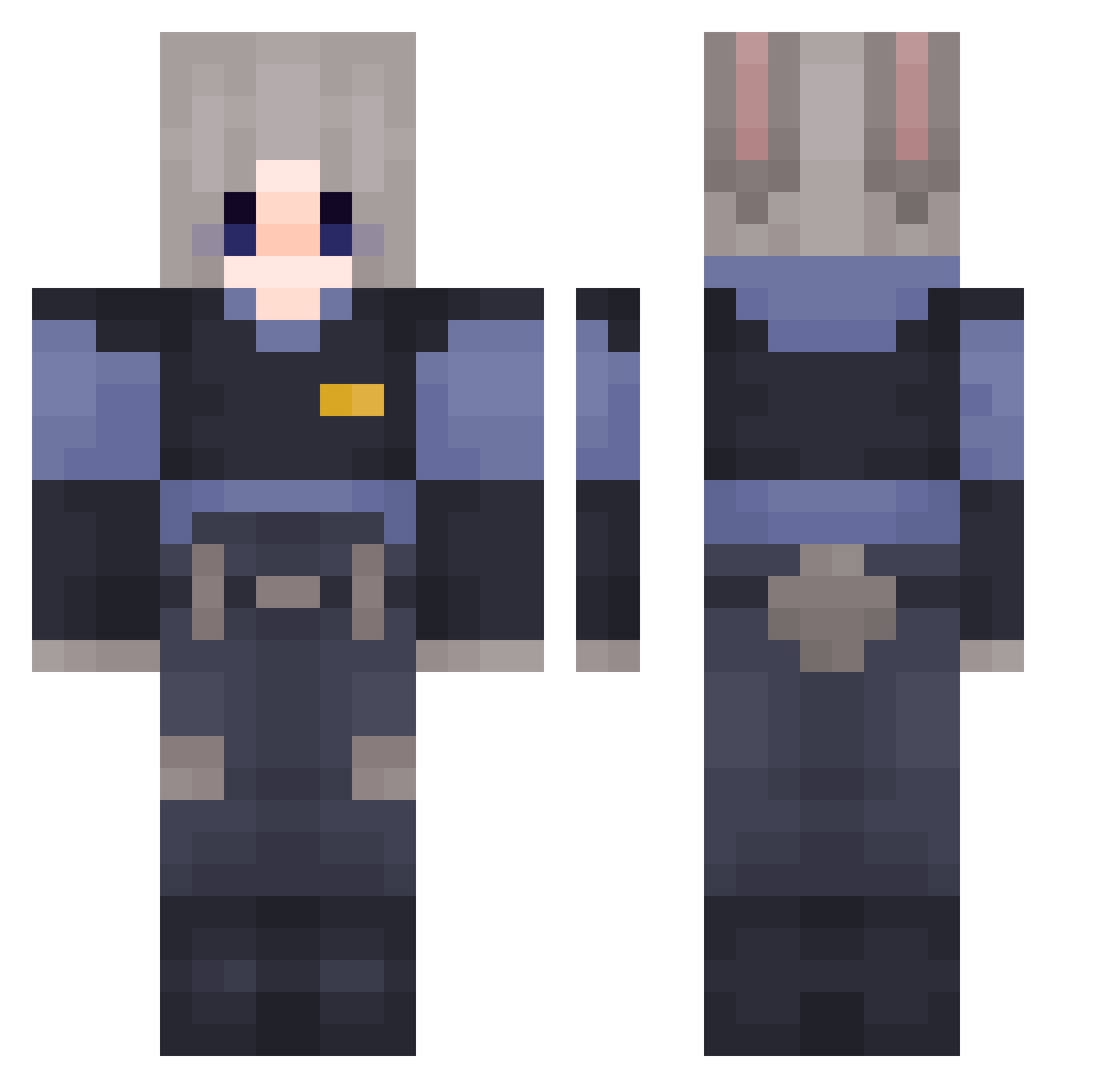 woniban Minecraft skin, front and back view