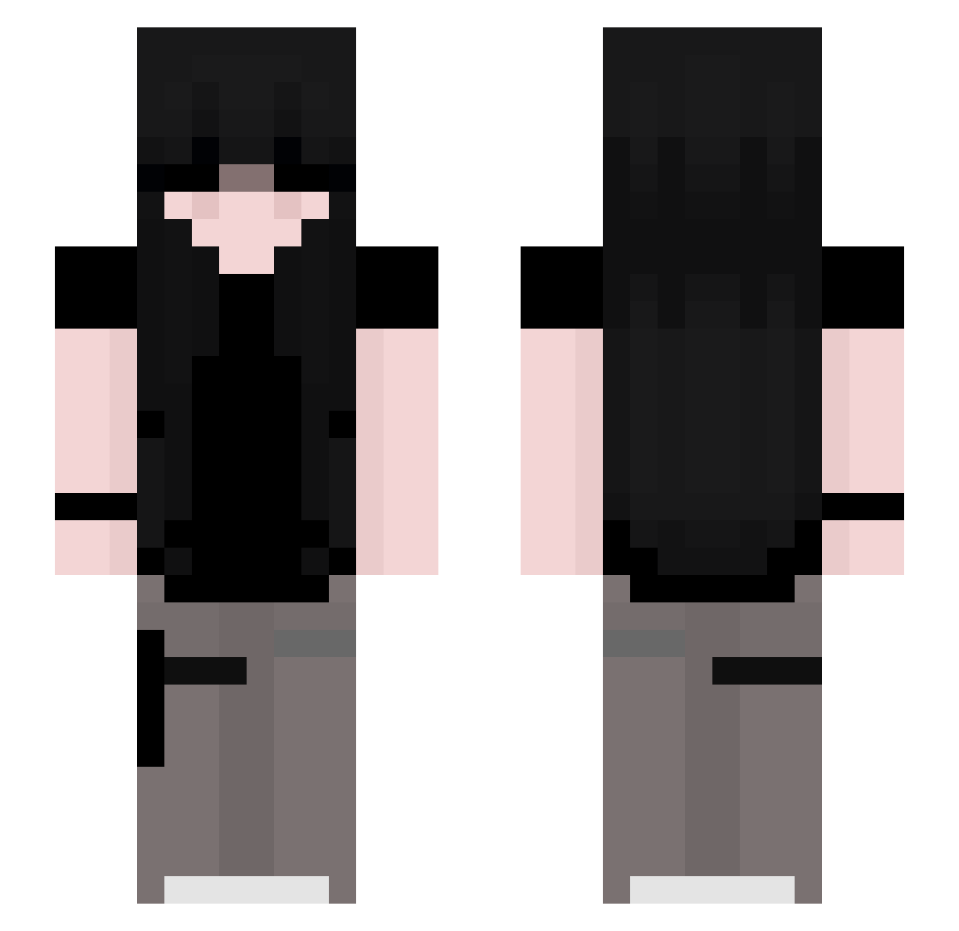 Nyxsy Minecraft skin, front and back view