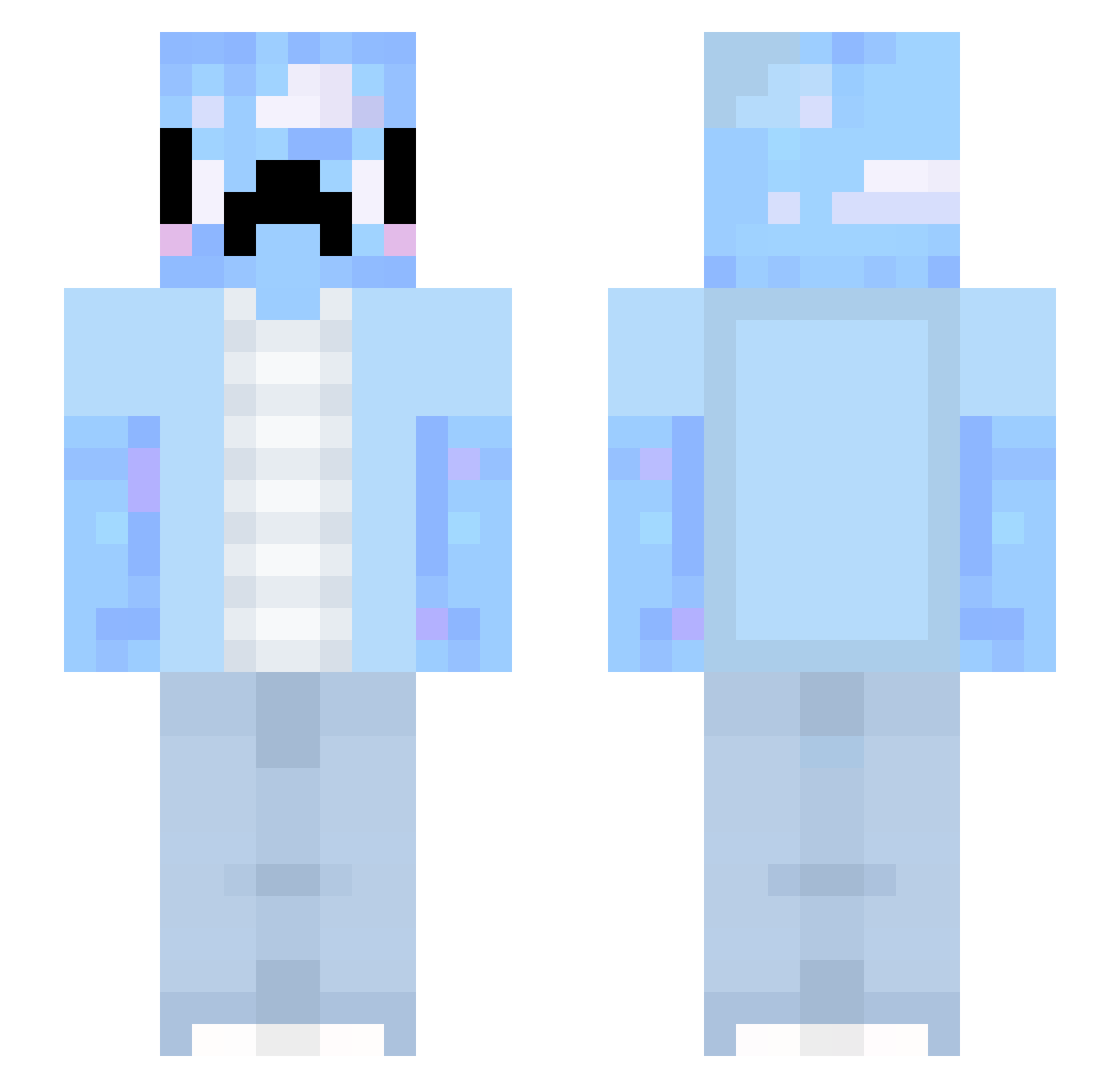 skyteal Minecraft skin, front and back view