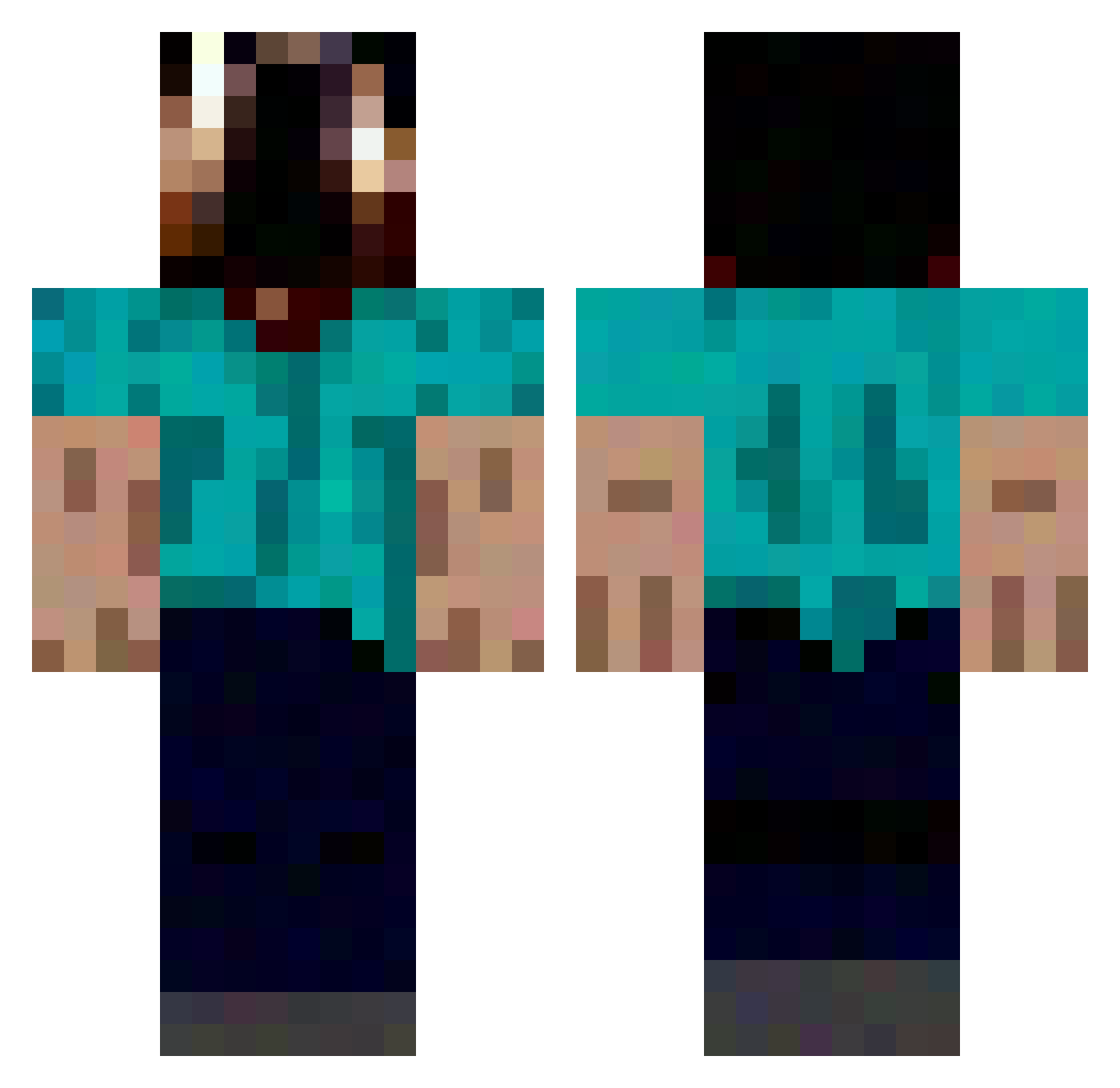 wojaniker Minecraft skin, front and back view