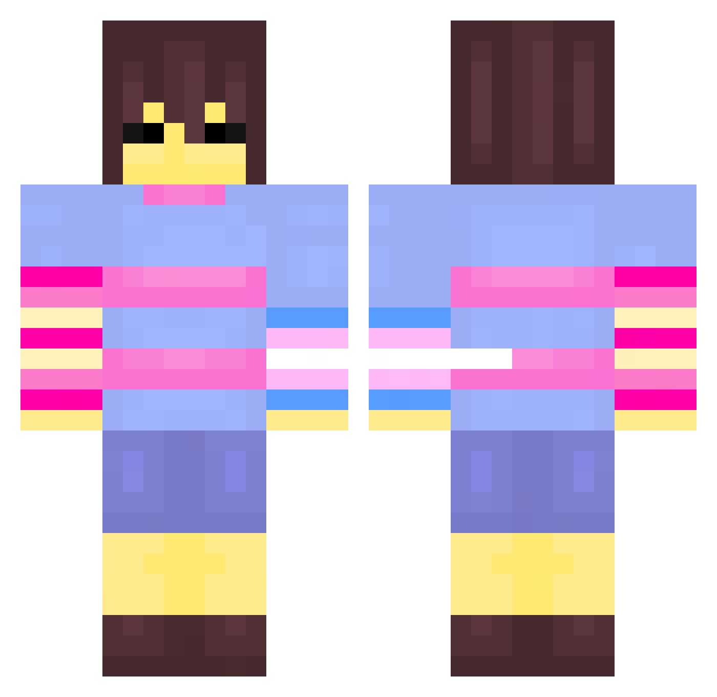 Frisk_9510 Minecraft skin, front and back view