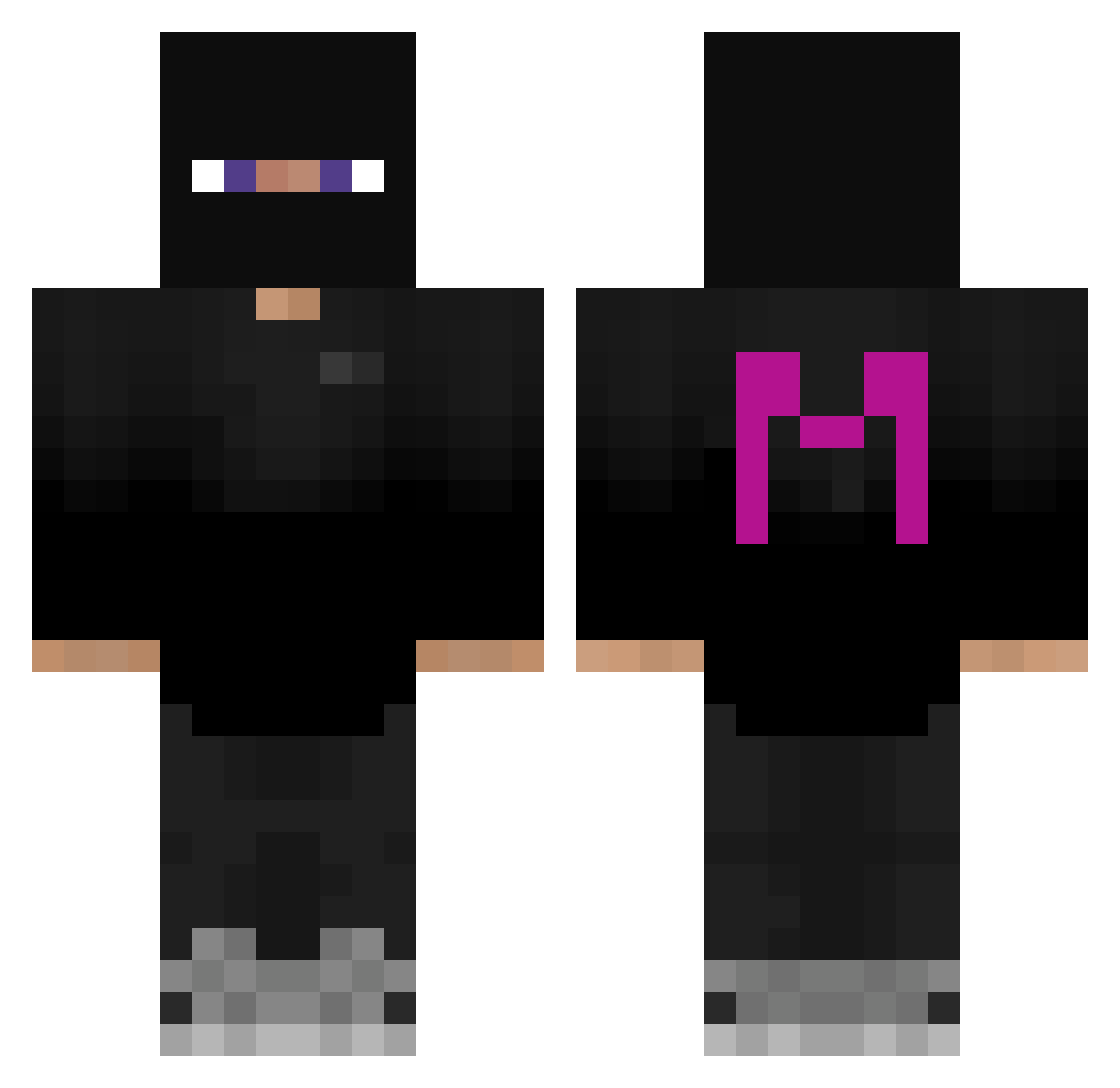 Fliegenbatsche Minecraft skin, front and back view
