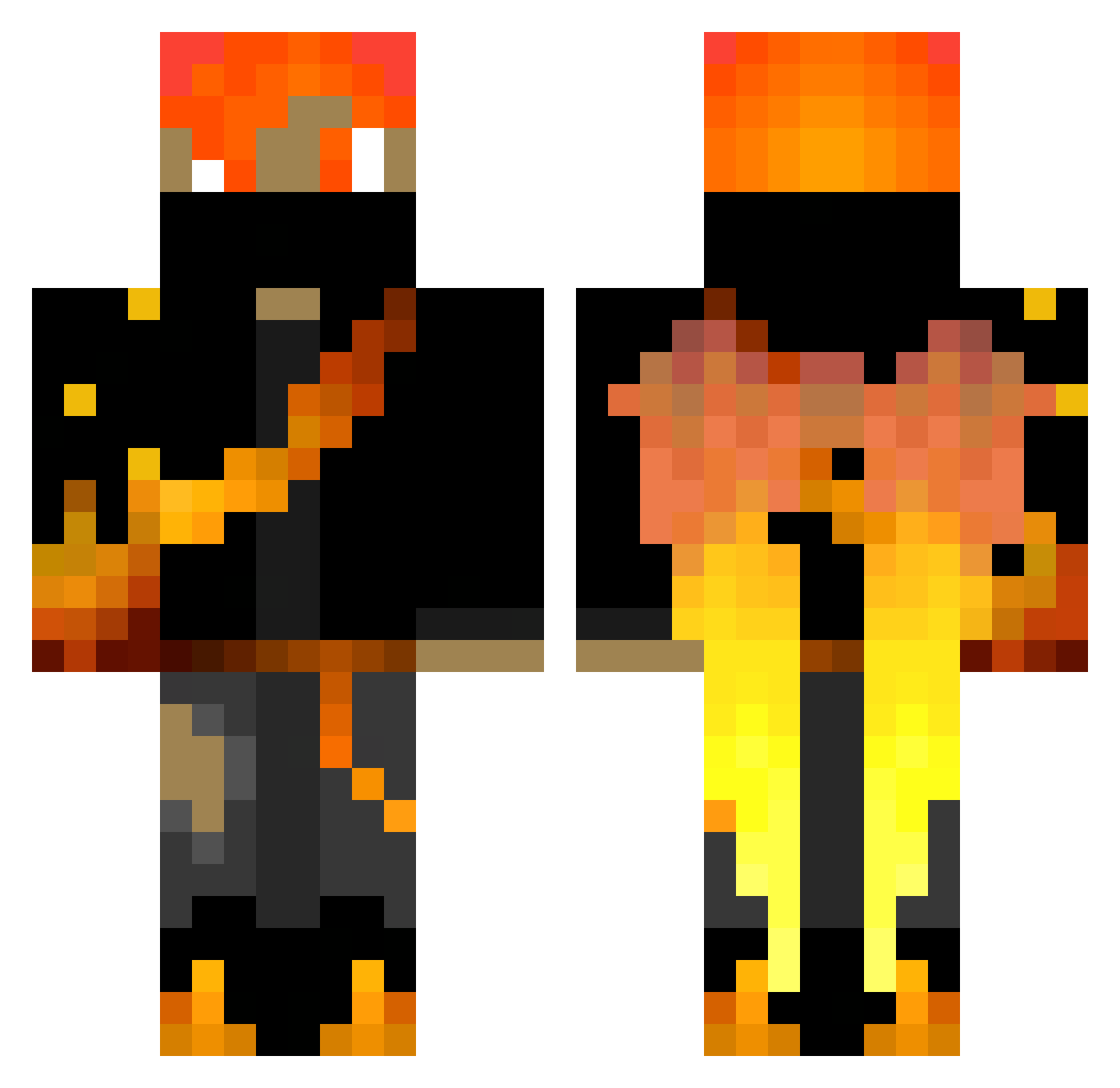 BlazeFr Minecraft skin, front and back view
