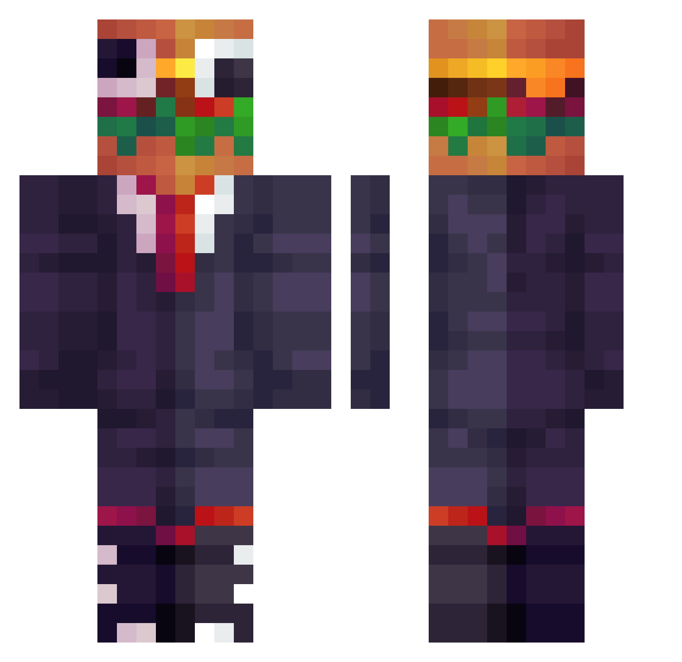 Rubes1502 Minecraft skin, front and back view