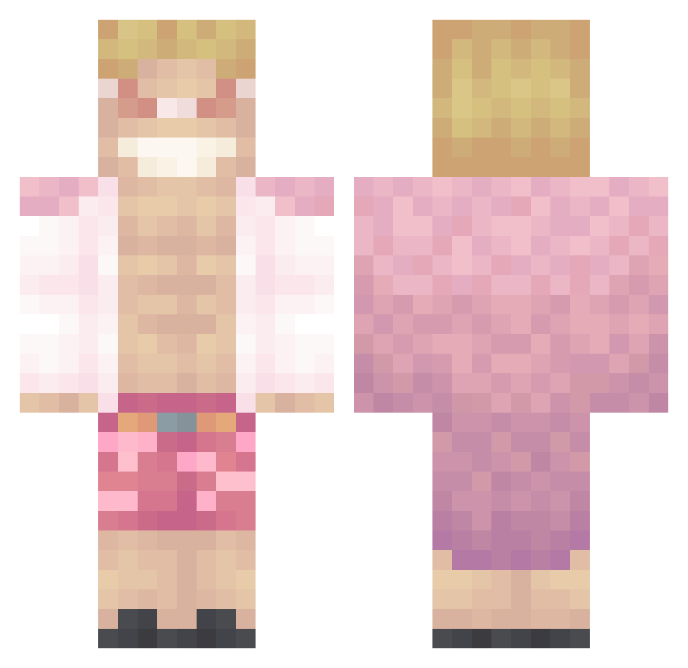 Blureger Minecraft skin, front and back view