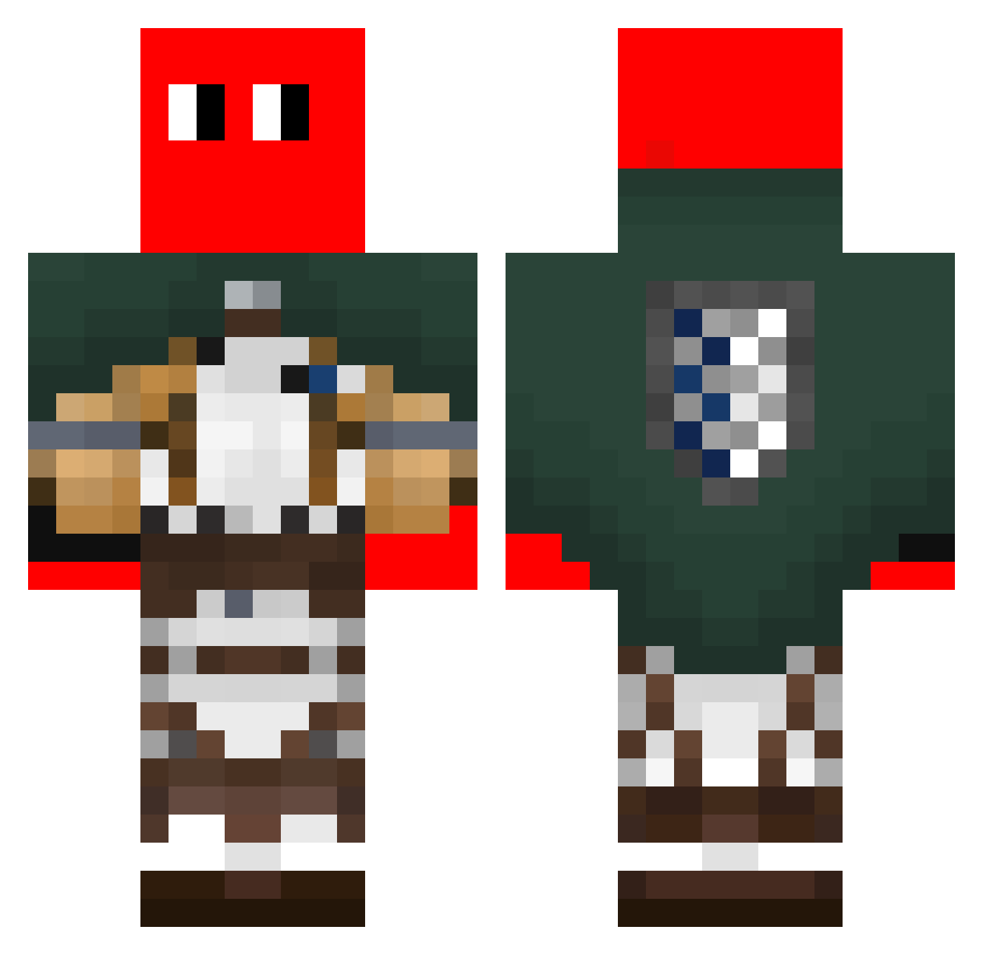 Funded_Butcher Minecraft skin, front and back view