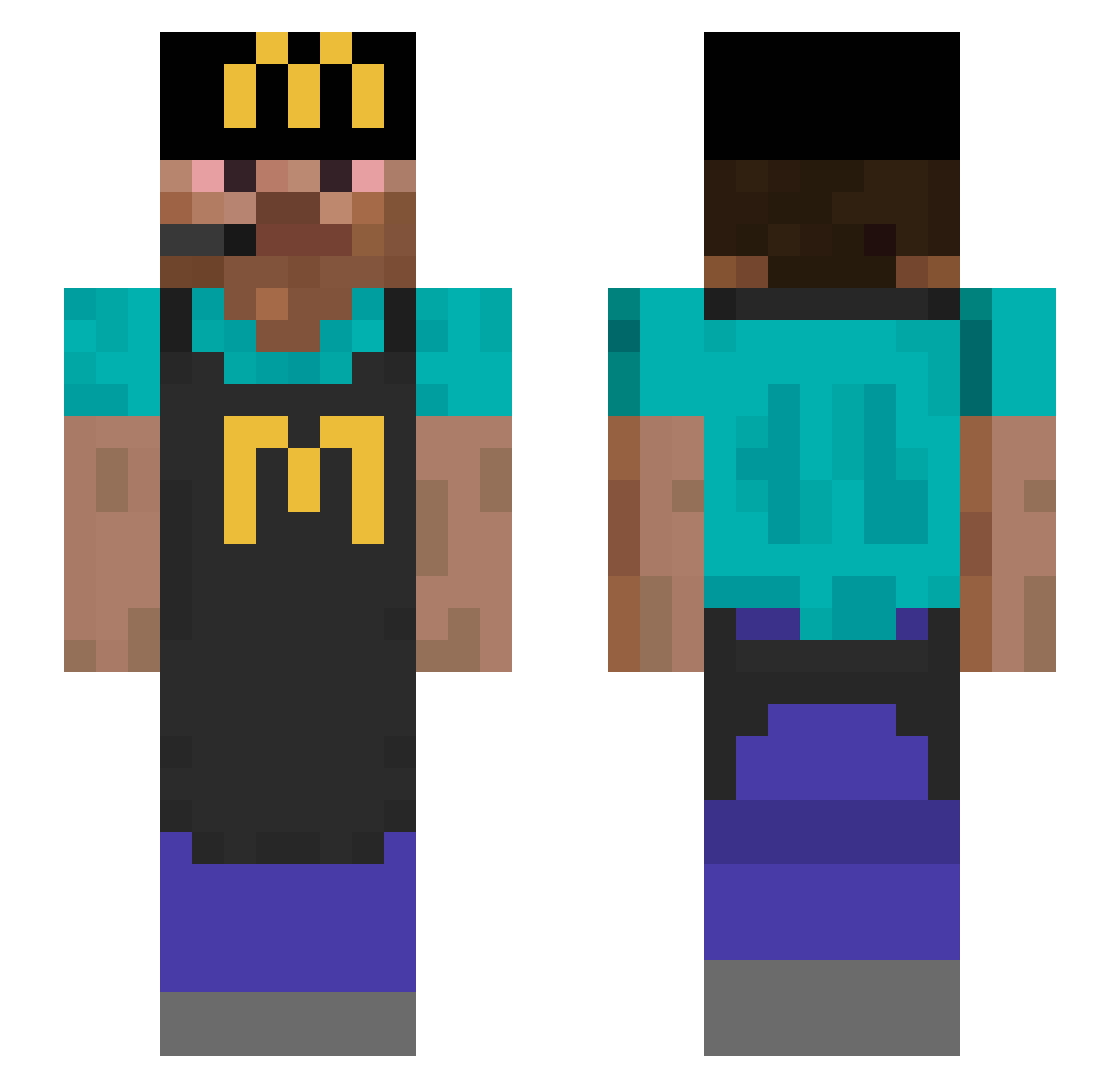 finnyso Minecraft skin, front and back view