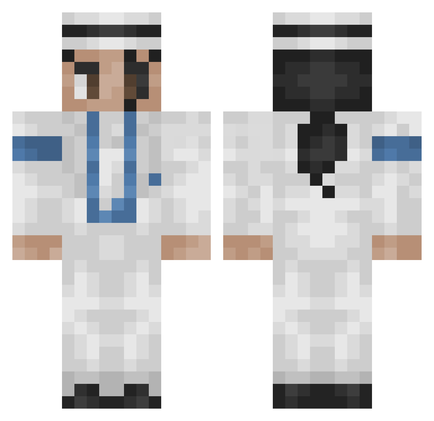 HgMidas Minecraft skin, front and back view
