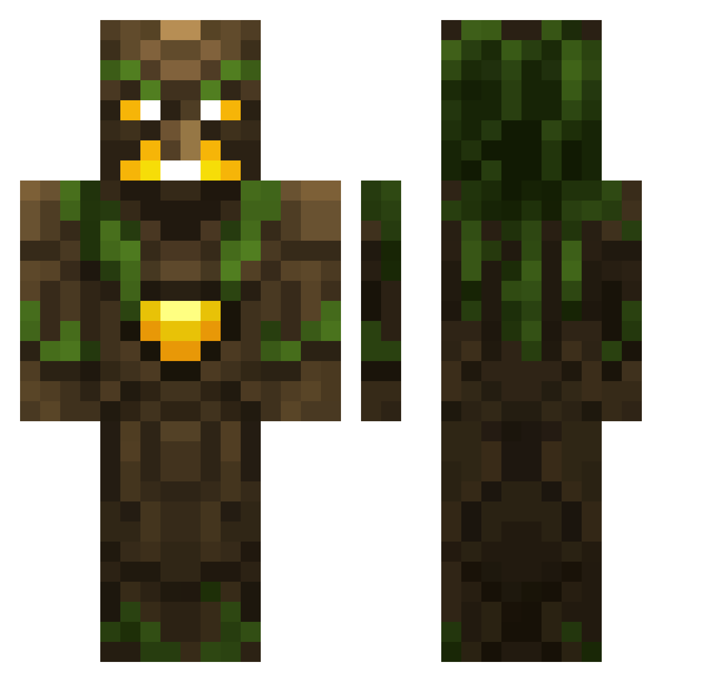 playbozz Minecraft skin, front and back view