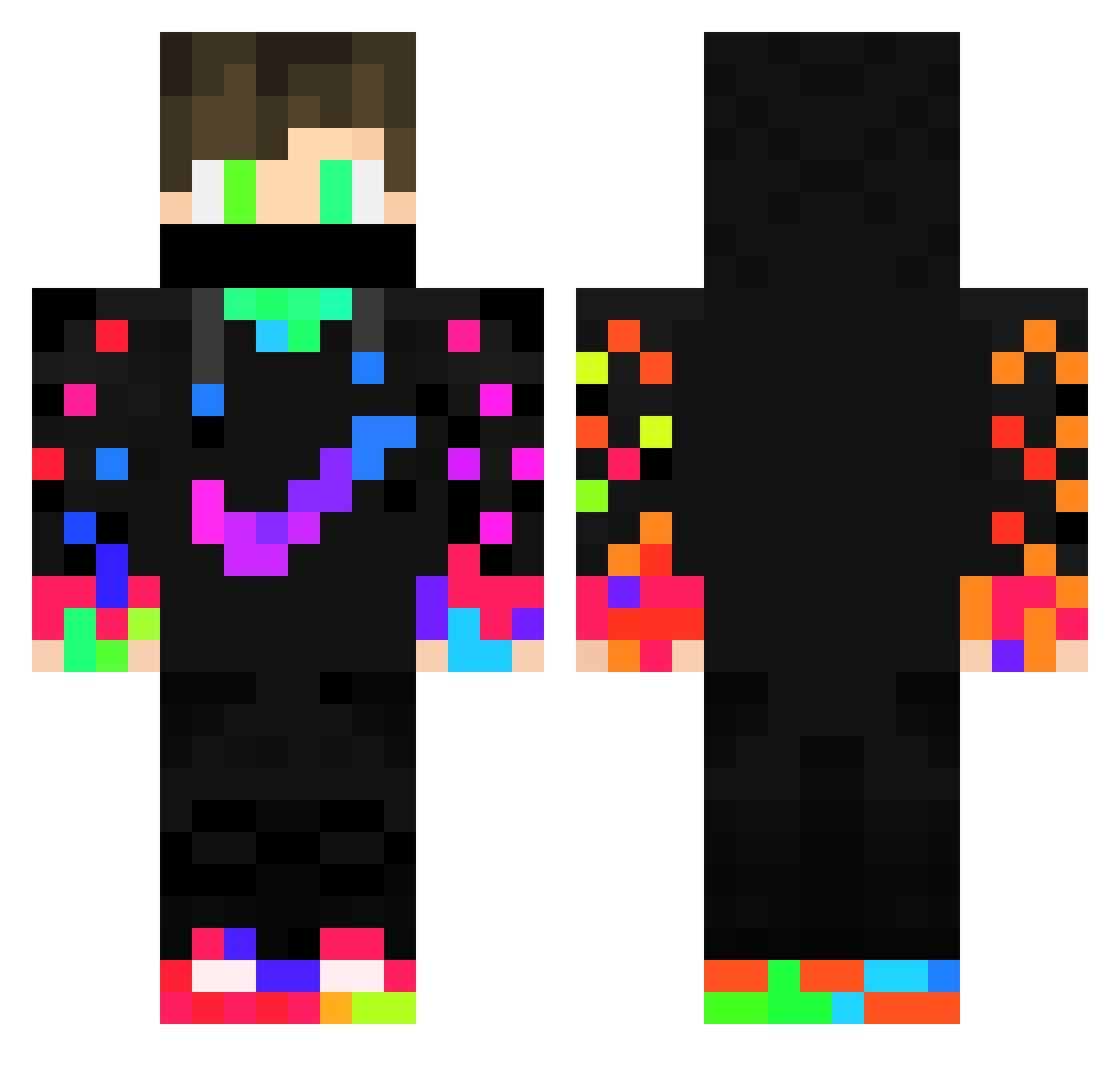 DarkTouch Minecraft skin, front and back view