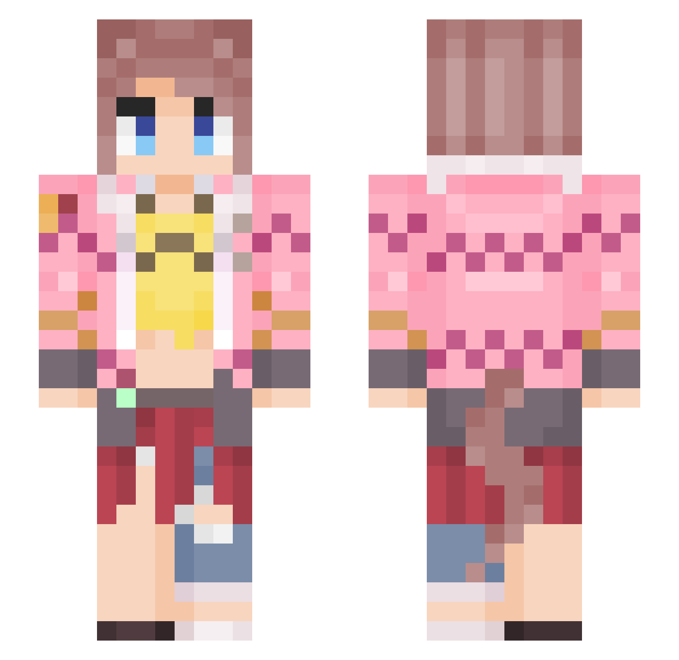 Zynohunter Minecraft skin, front and back view