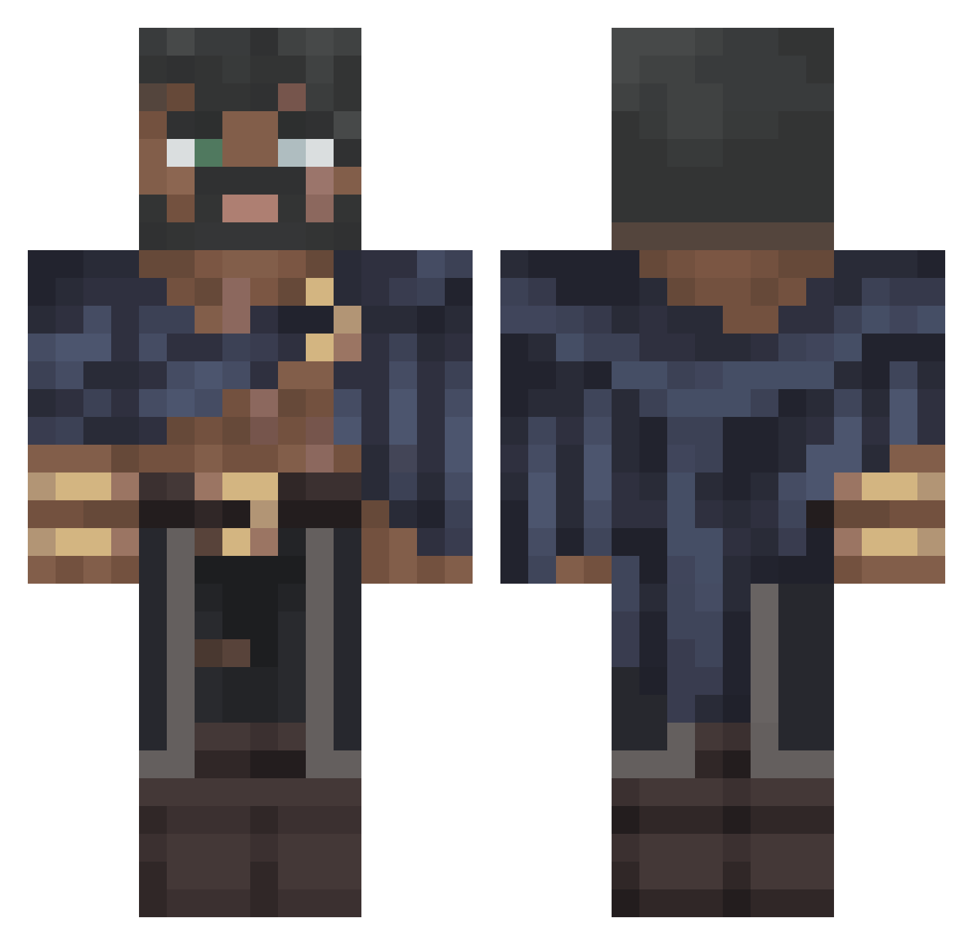 Menthex Minecraft skin, front and back view
