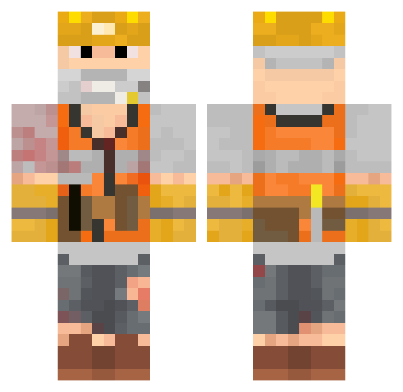 Enkilav Minecraft skin, front and back view