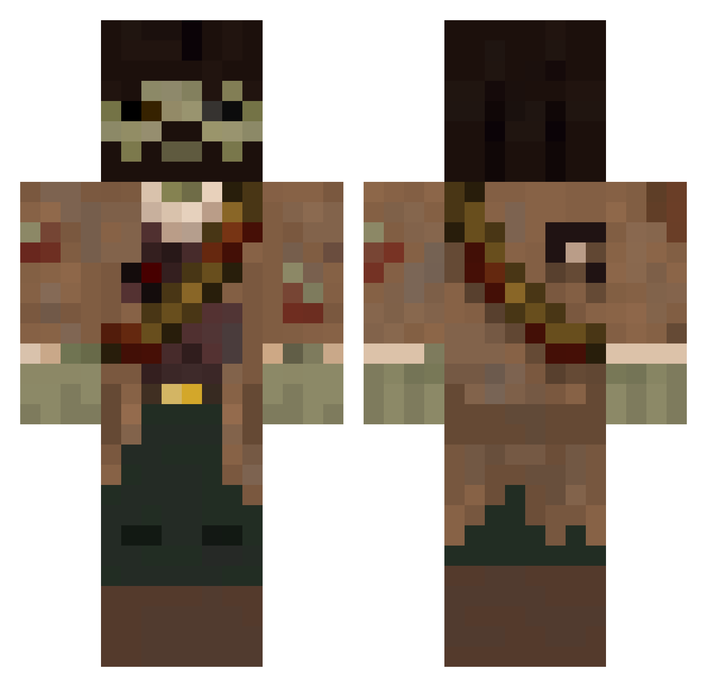 Roc_Destructo Minecraft skin, front and back view