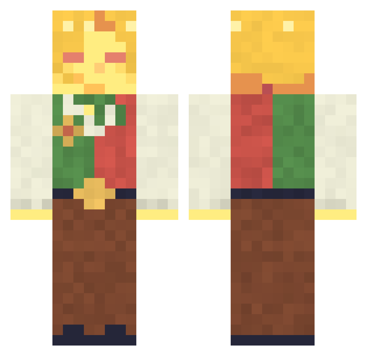 TheSquizard Minecraft skin, front and back view
