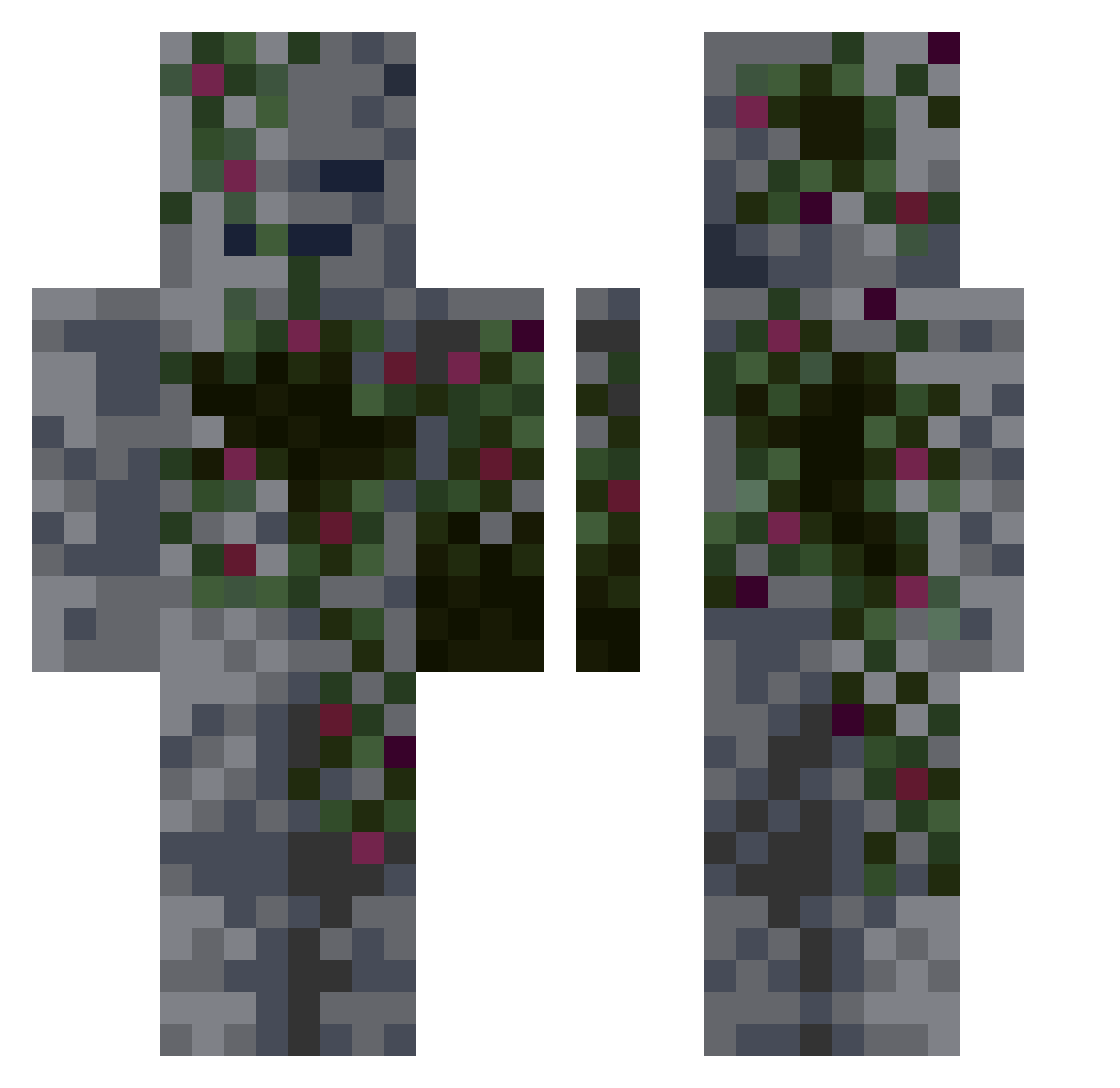 Puzzizle Minecraft skin, front and back view