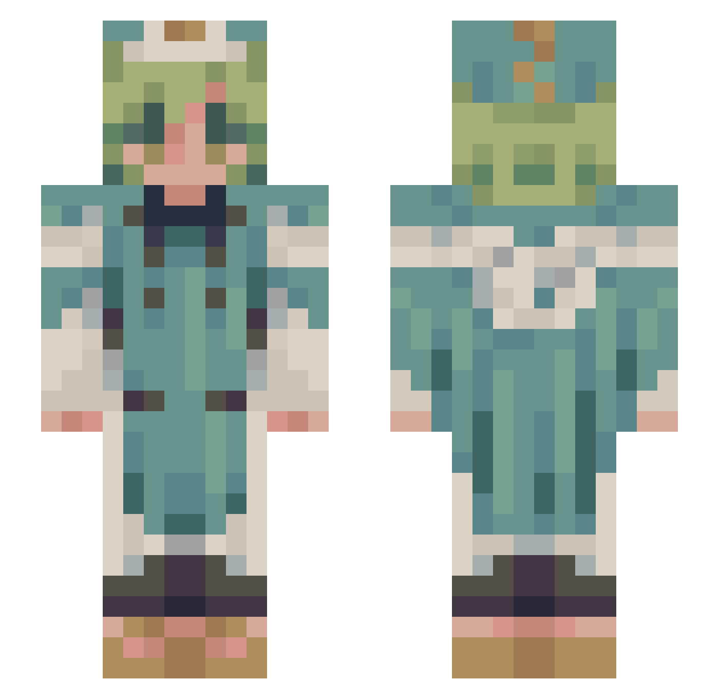 rRuka Minecraft skin, front and back view