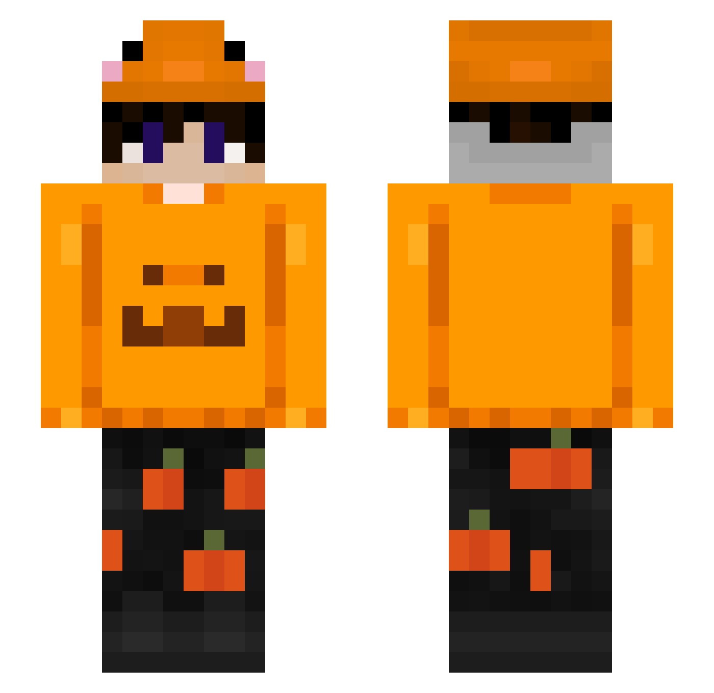 SnowyM3 Minecraft skin, front and back view