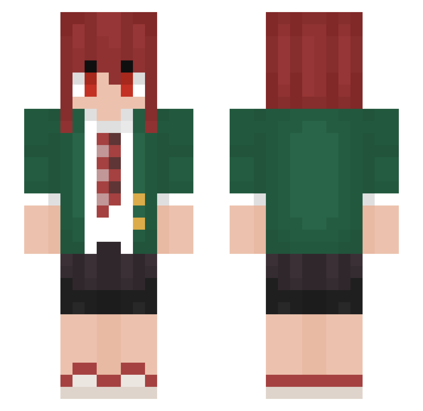 MikuMikuJack Minecraft skin, front and back view