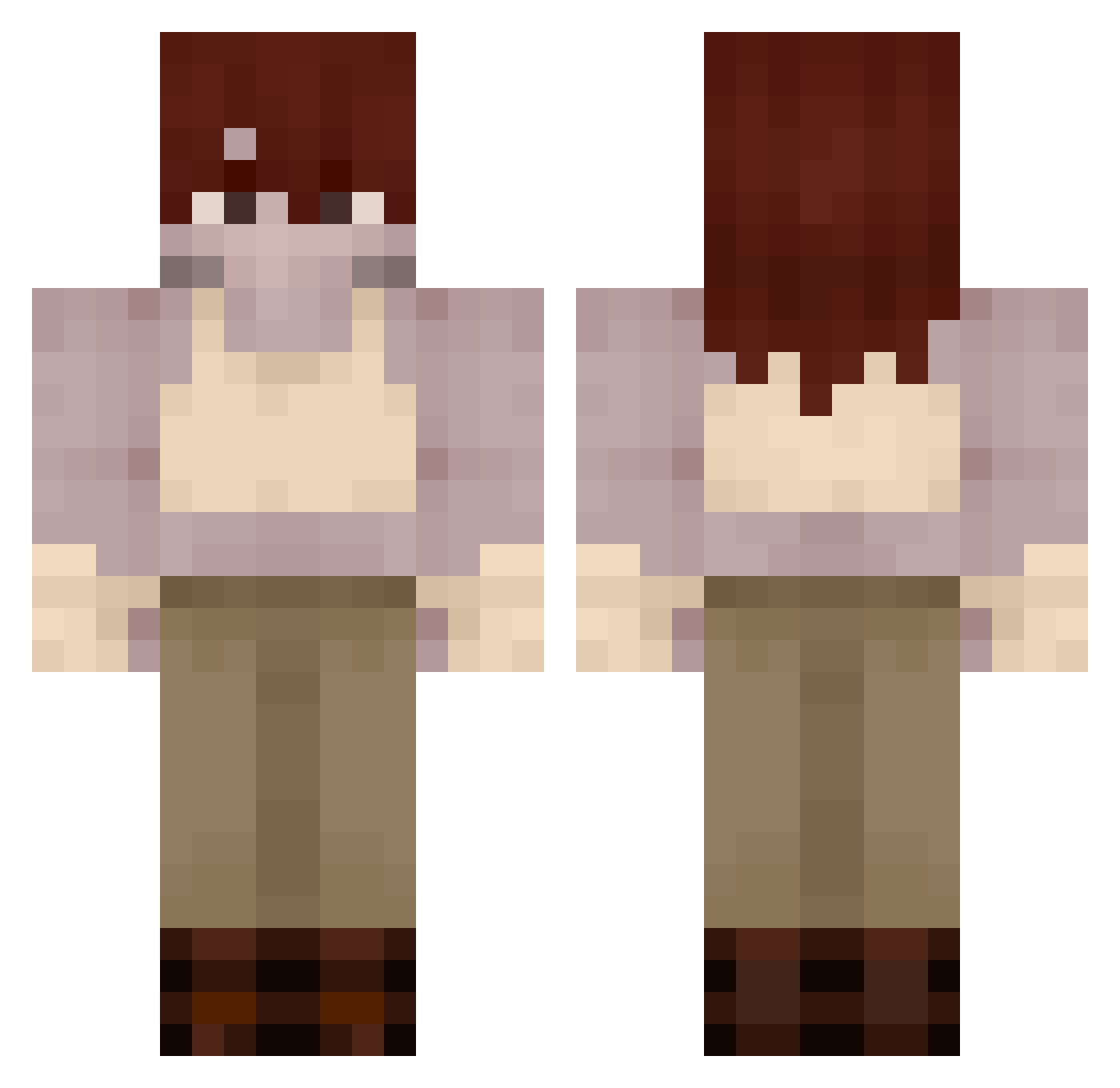 iZombby Minecraft skin, front and back view