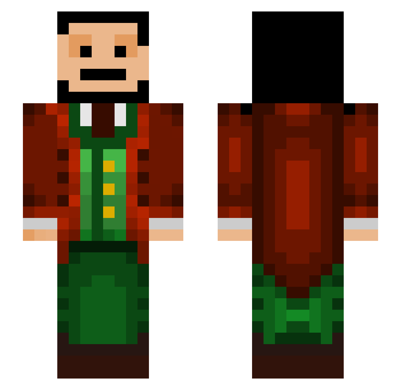 Isham23 Minecraft skin, front and back view