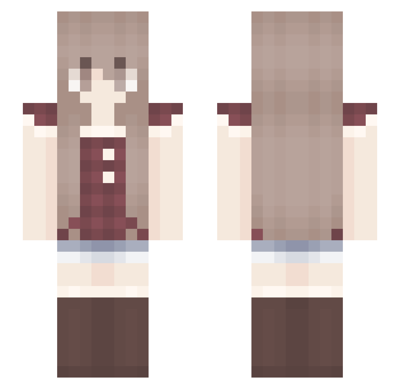 princessblank Minecraft skin, front and back view