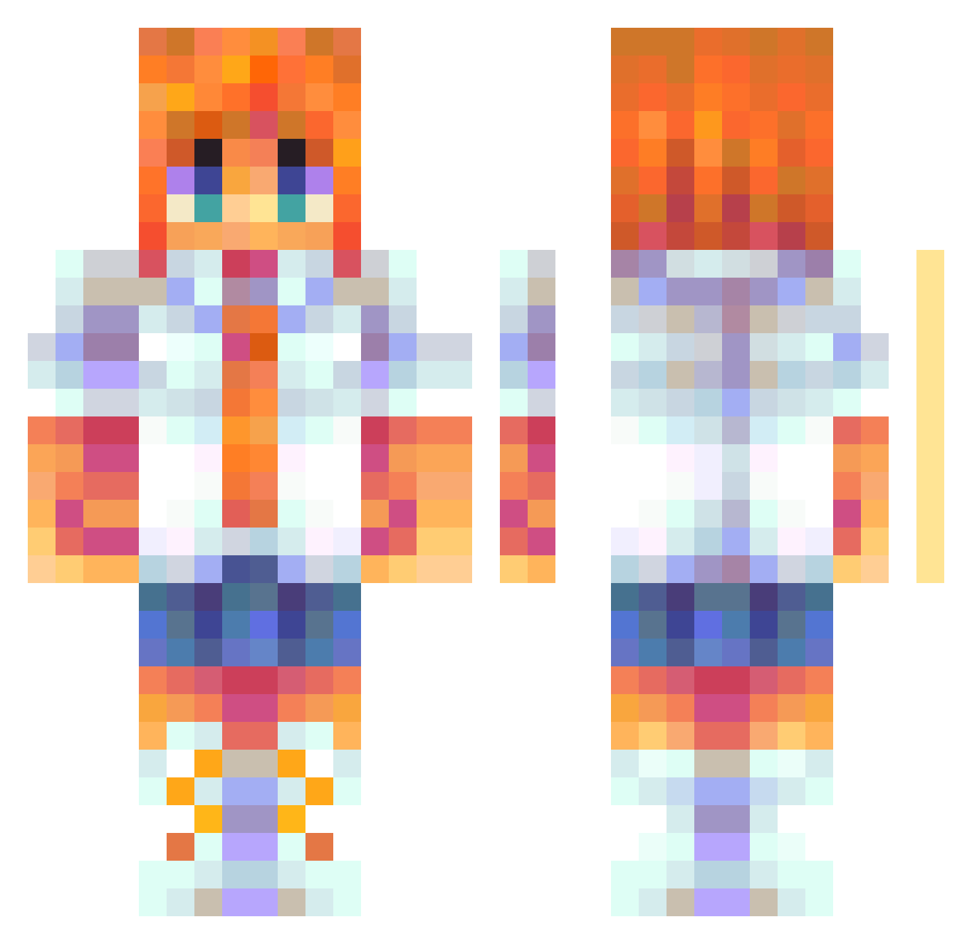 KakuOniiChan Minecraft skin, front and back view