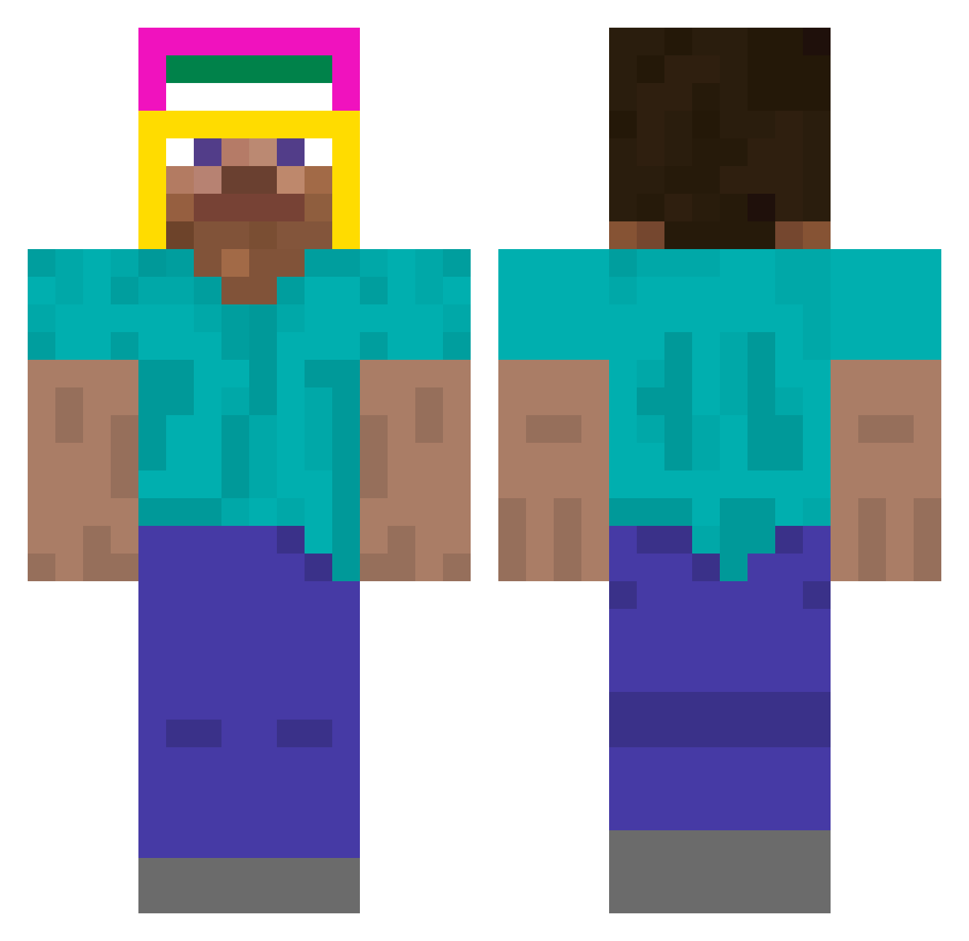 NotGamer210 Minecraft skin, front and back view