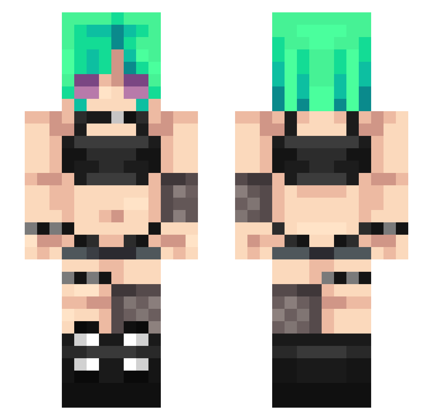 AlexBeemo Minecraft skin, front and back view